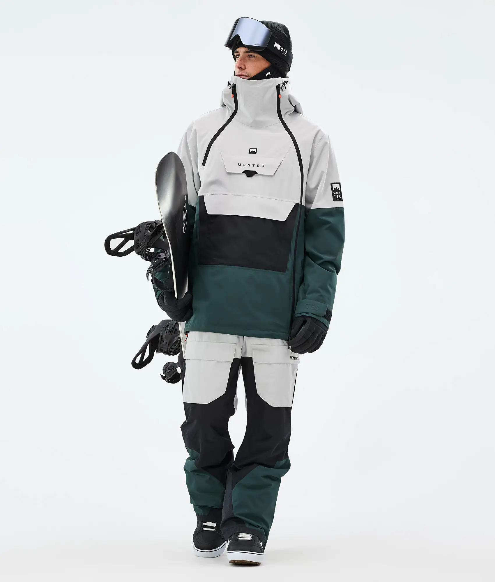 Doom Snowboard Jacket Men Light Grey/Black/Dark Atlantic