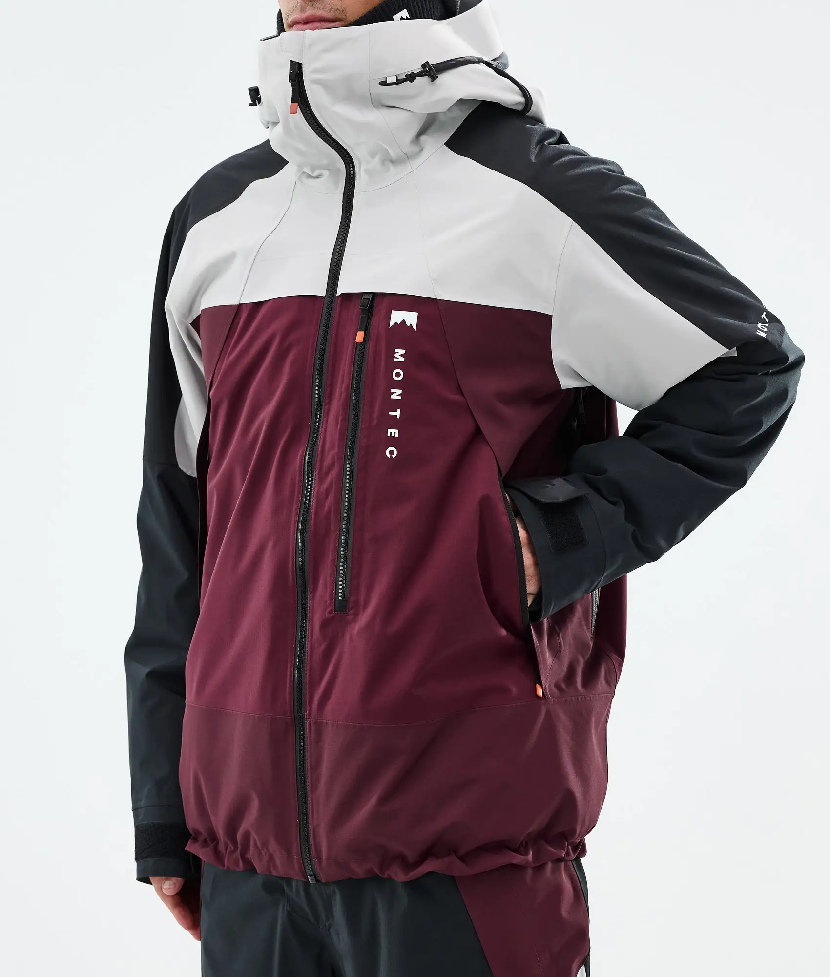Oracle Snowboard Jacket Men Light Grey/Black/Burgundy