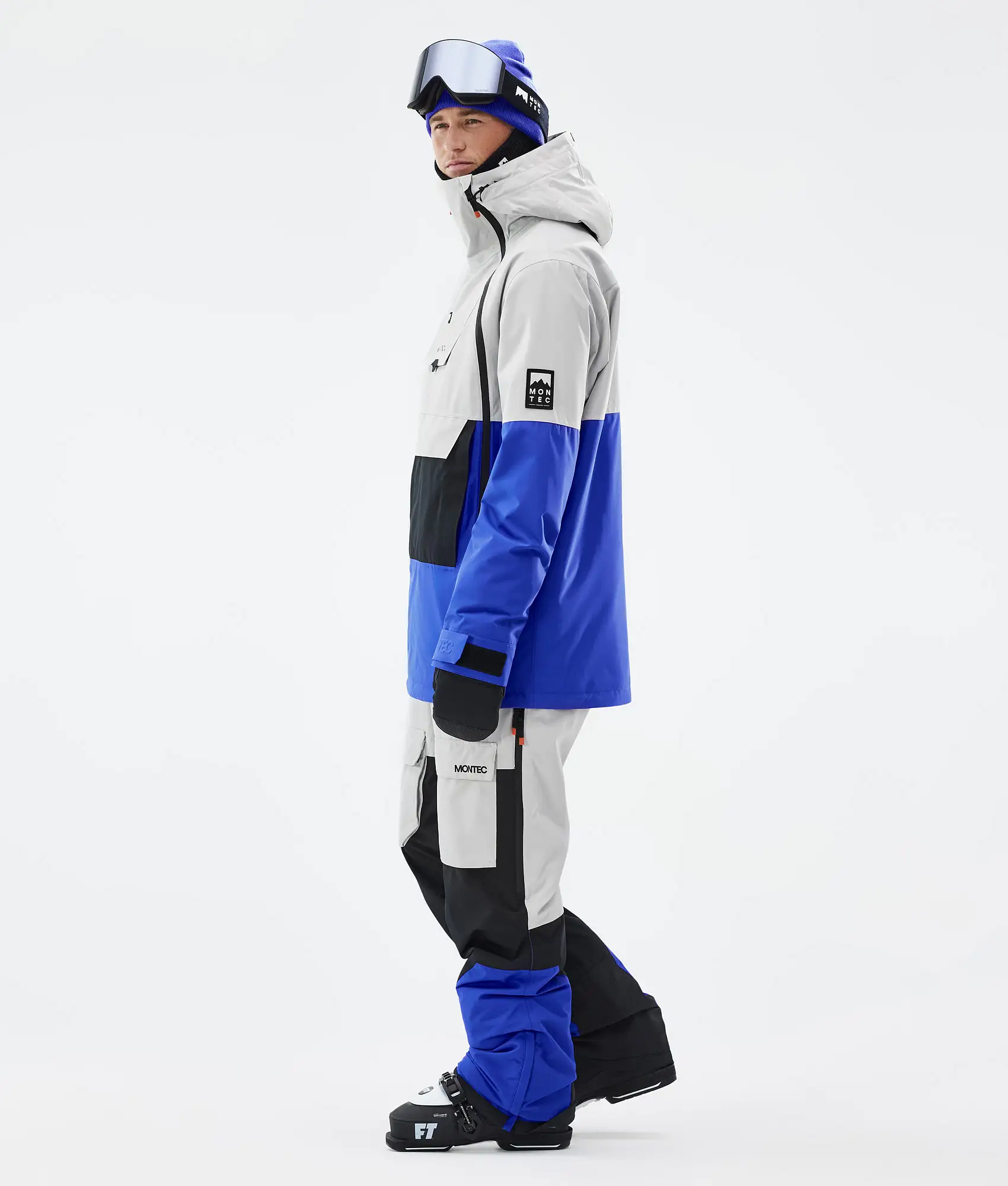 Doom Ski Jacket Men Light Grey/Black/Cobalt Blue