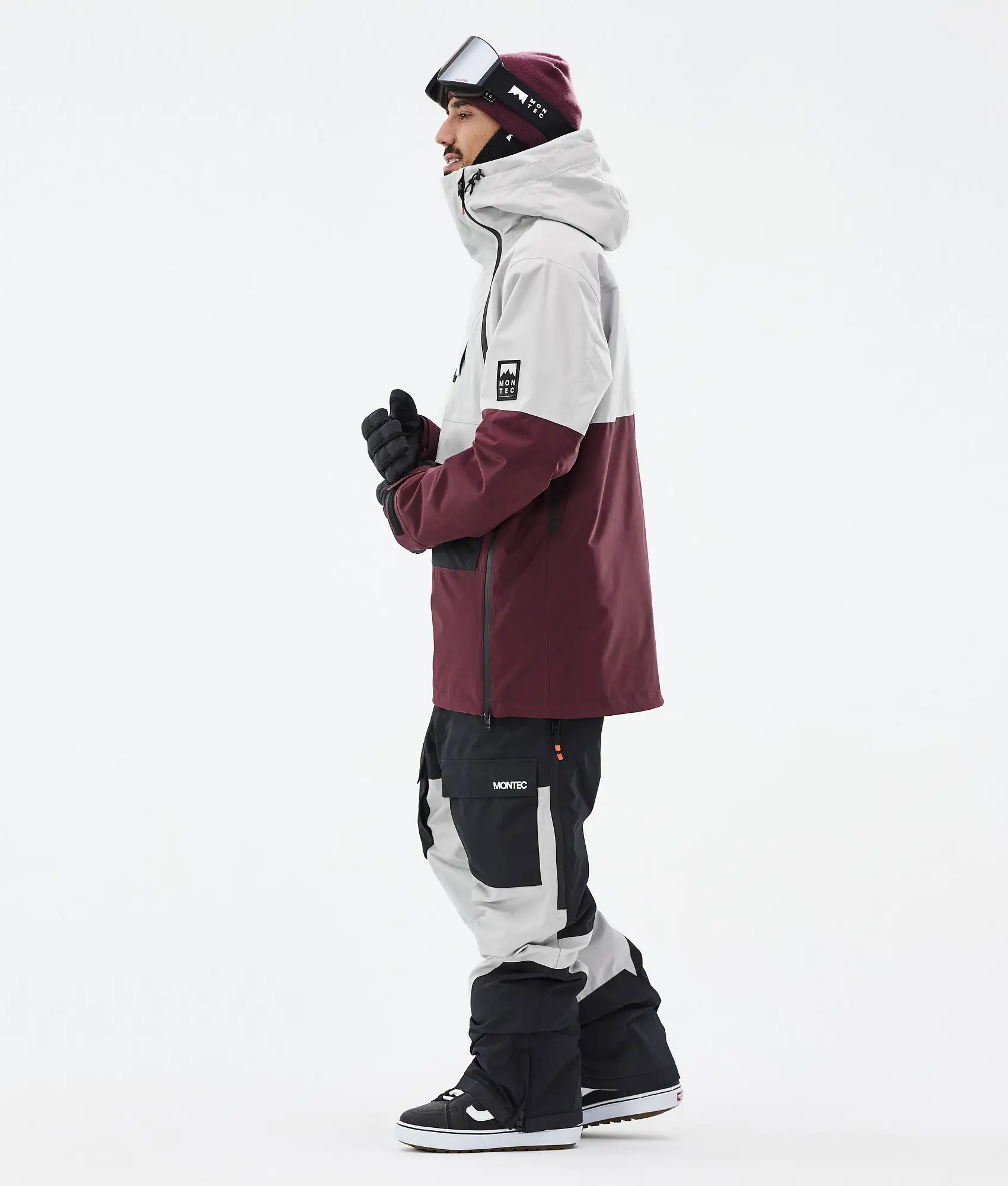Doom Snowboard Jacket Men Light Grey/Black/Burgundy