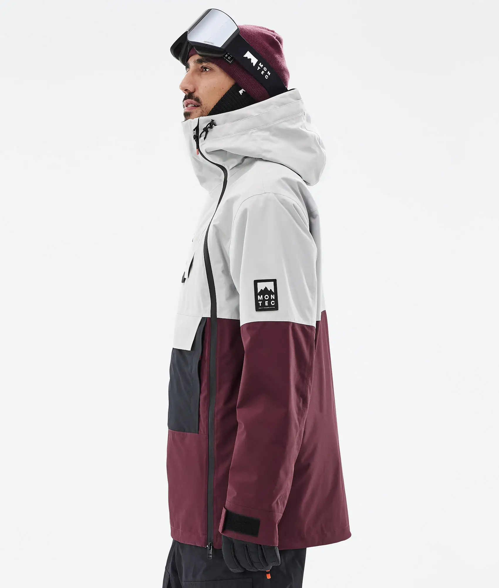 Doom Snowboard Jacket Men Light Grey/Black/Burgundy
