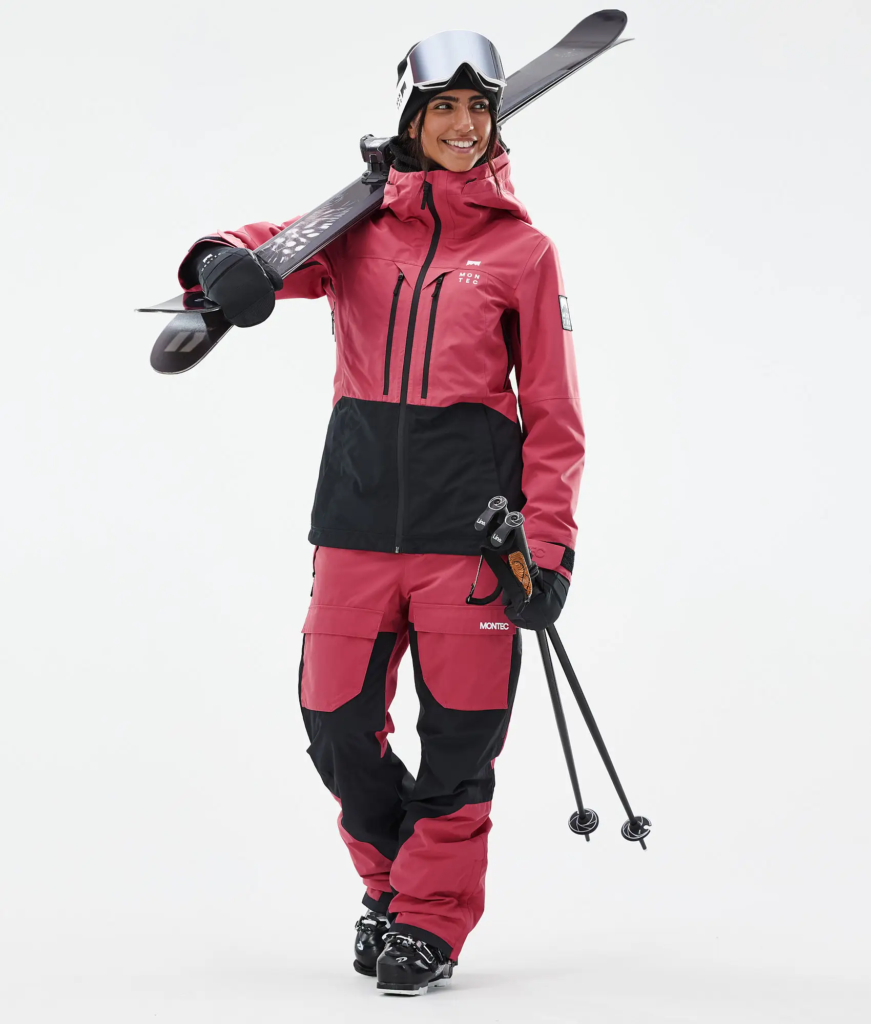Moss W/Fawk W Ski Outfit Women Light Red/Black