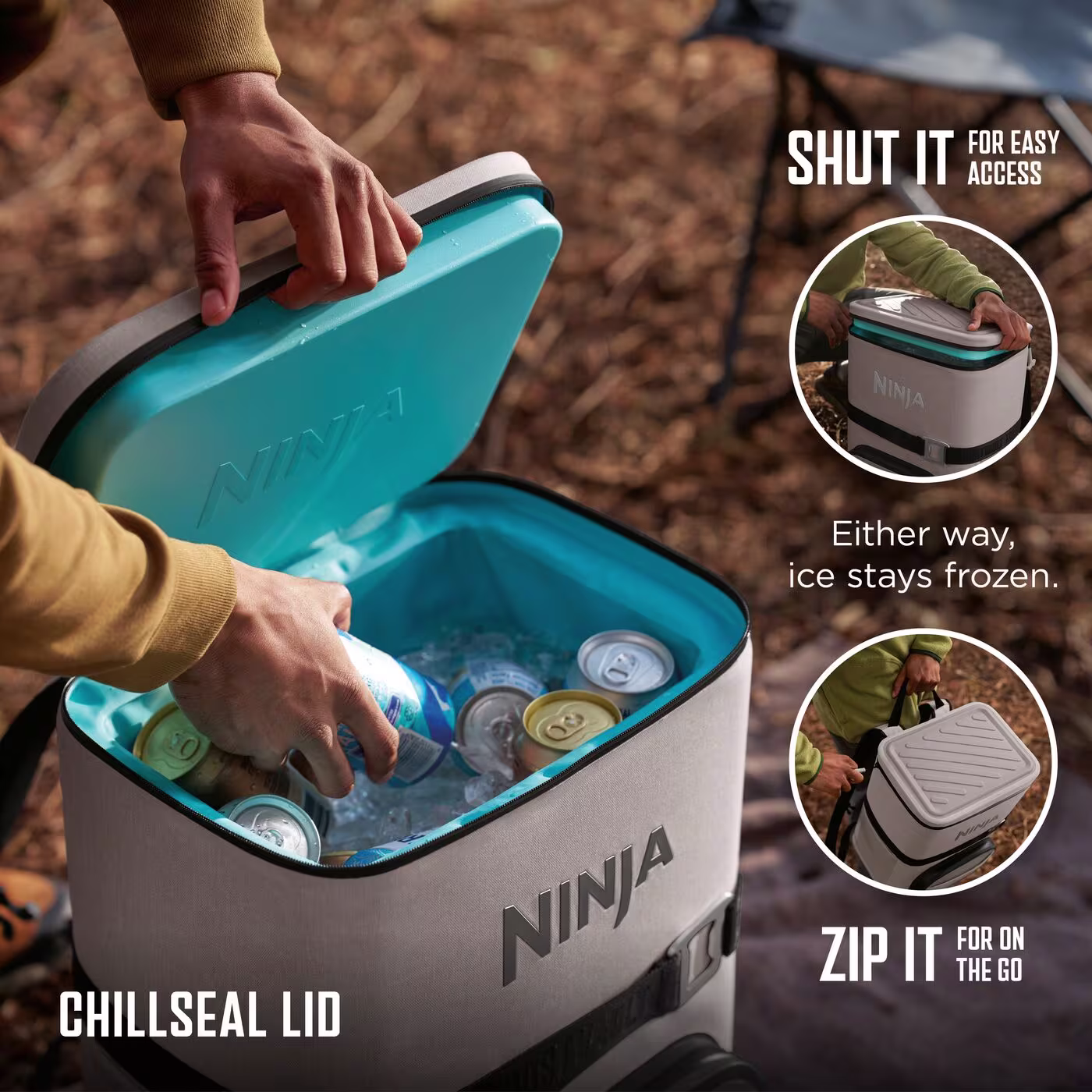 Ninja FrostVault Go 17 litre 24-Can Backpack Soft Cooler - Birch Beige