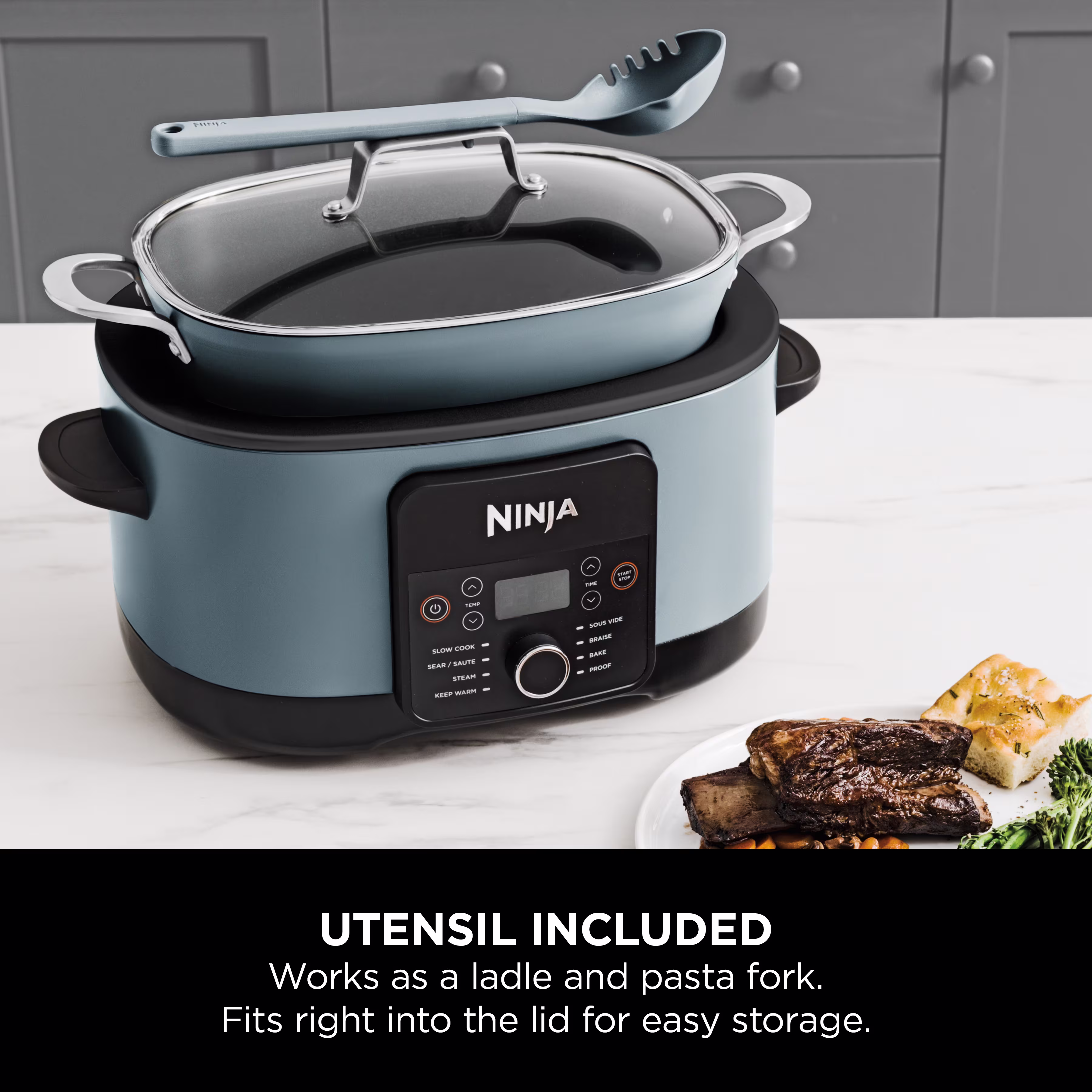 Ninja Foodi 8-in-1 PossibleCooker Slow Cooker & Multi-Cooker Sea Salt Grey [MC1001UK]