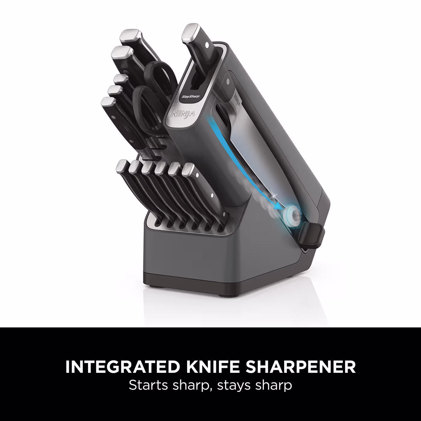 Ninja Foodi StaySharp Knife Block with Integrated Sharpener – Deluxe 14-Piece Set K32014EUUK
