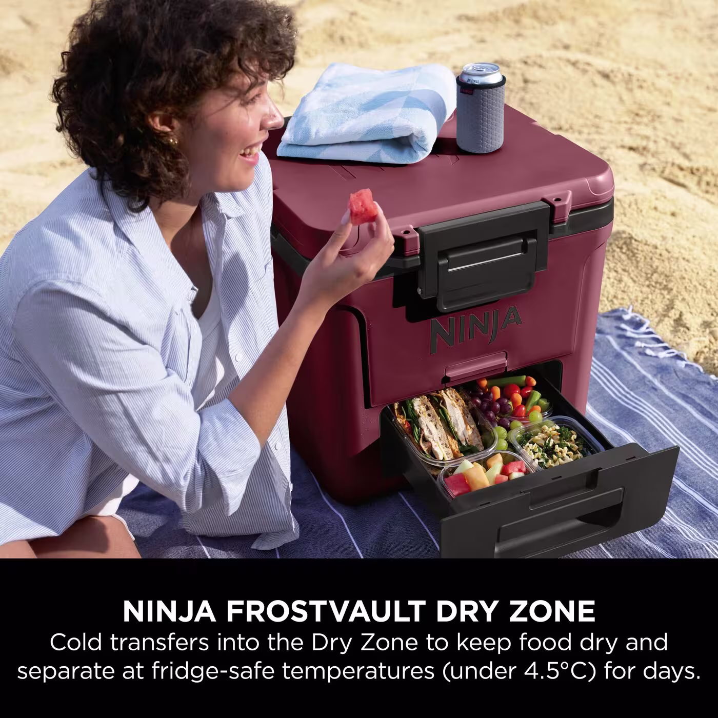 Ninja FrostVault 30QT/28L Wheeled Cooler with Dry Zone, Canyon Red FB230UKMR