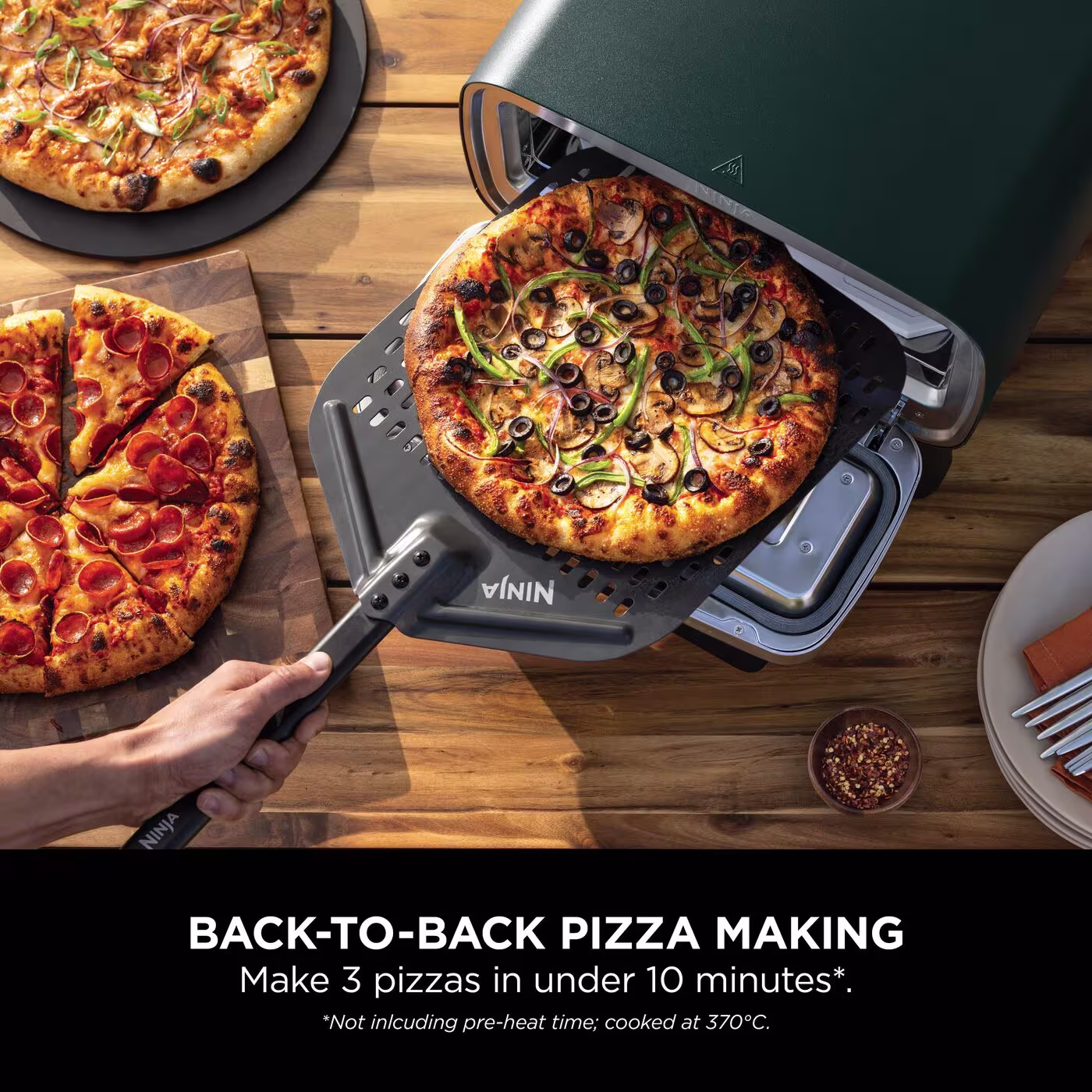 Ninja Artisan Electric Outdoor Pizza Oven & Air Fryer – British Racing Green MO201UKDB