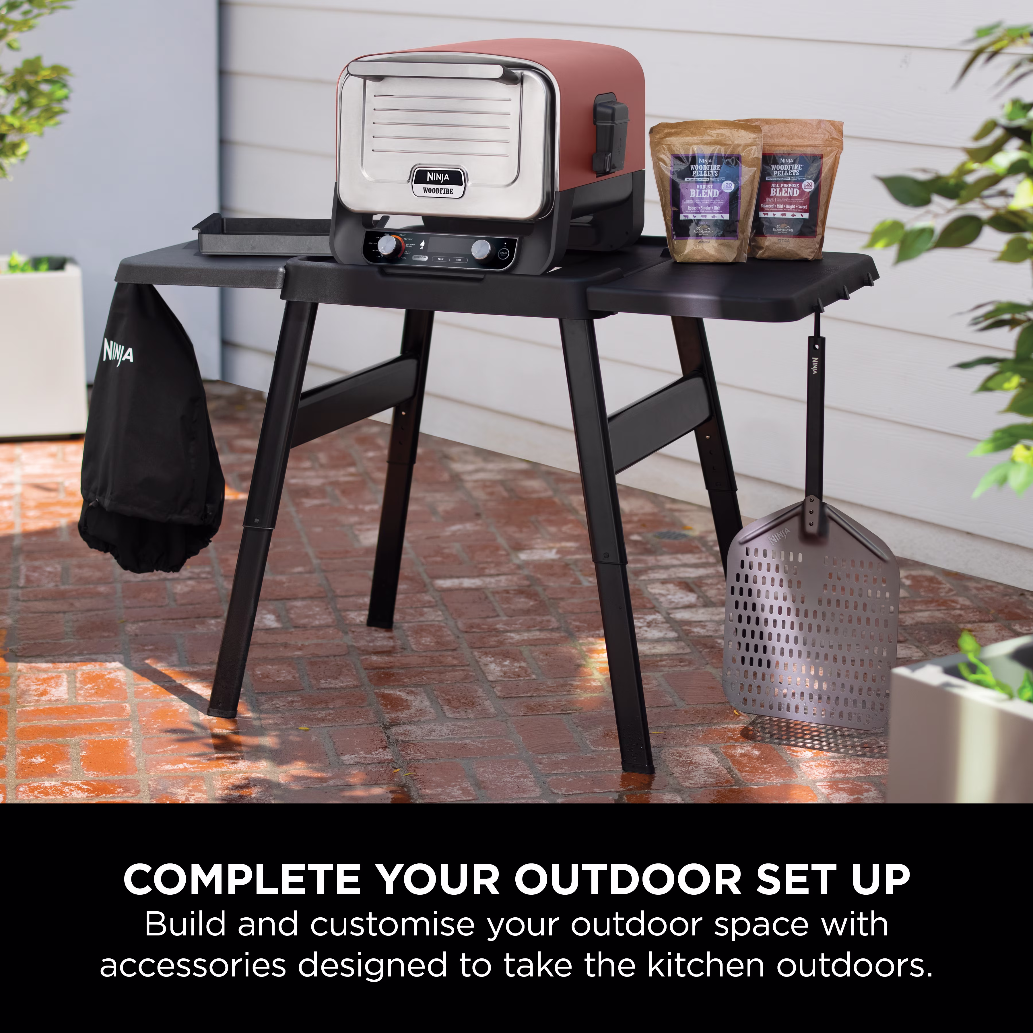 Ninja Woodfire Adjustable Stand with Additional Side Table