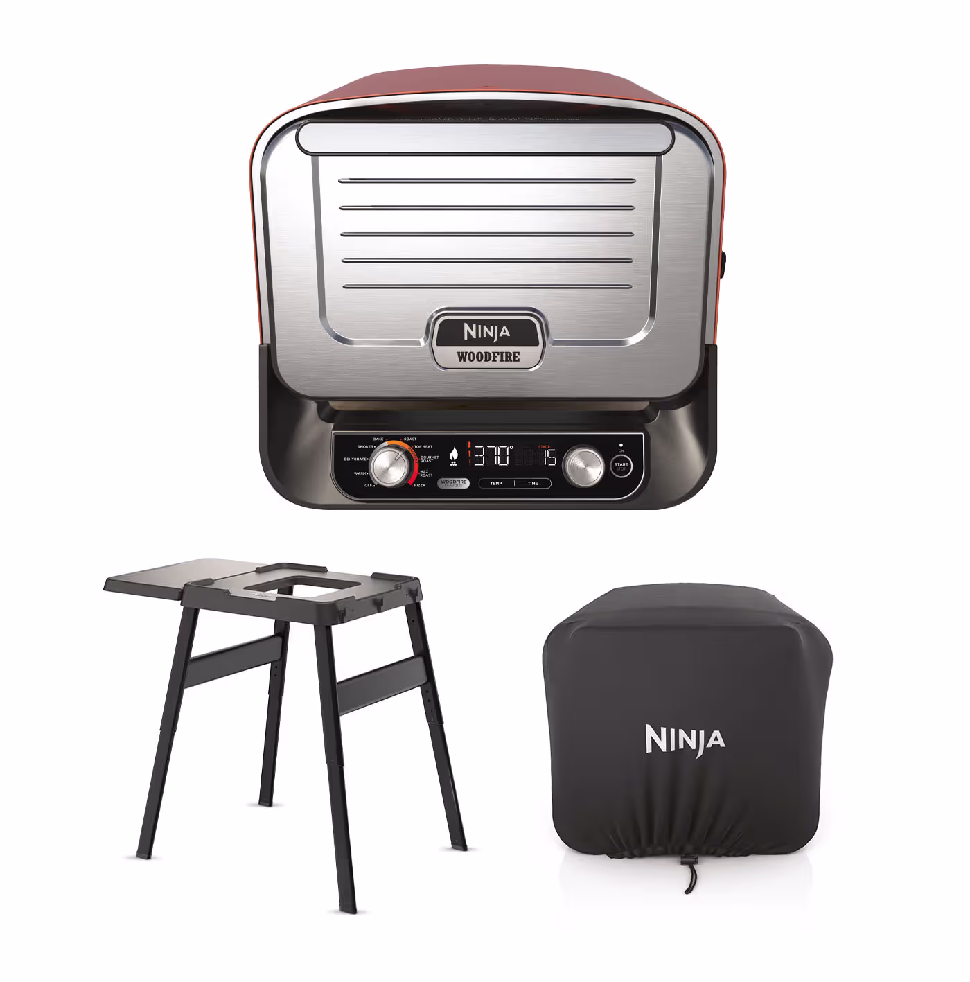 Ninja Woodfire Outdoor Oven, Artisan Pizza Maker and BBQ Smoker with Stand & Cover