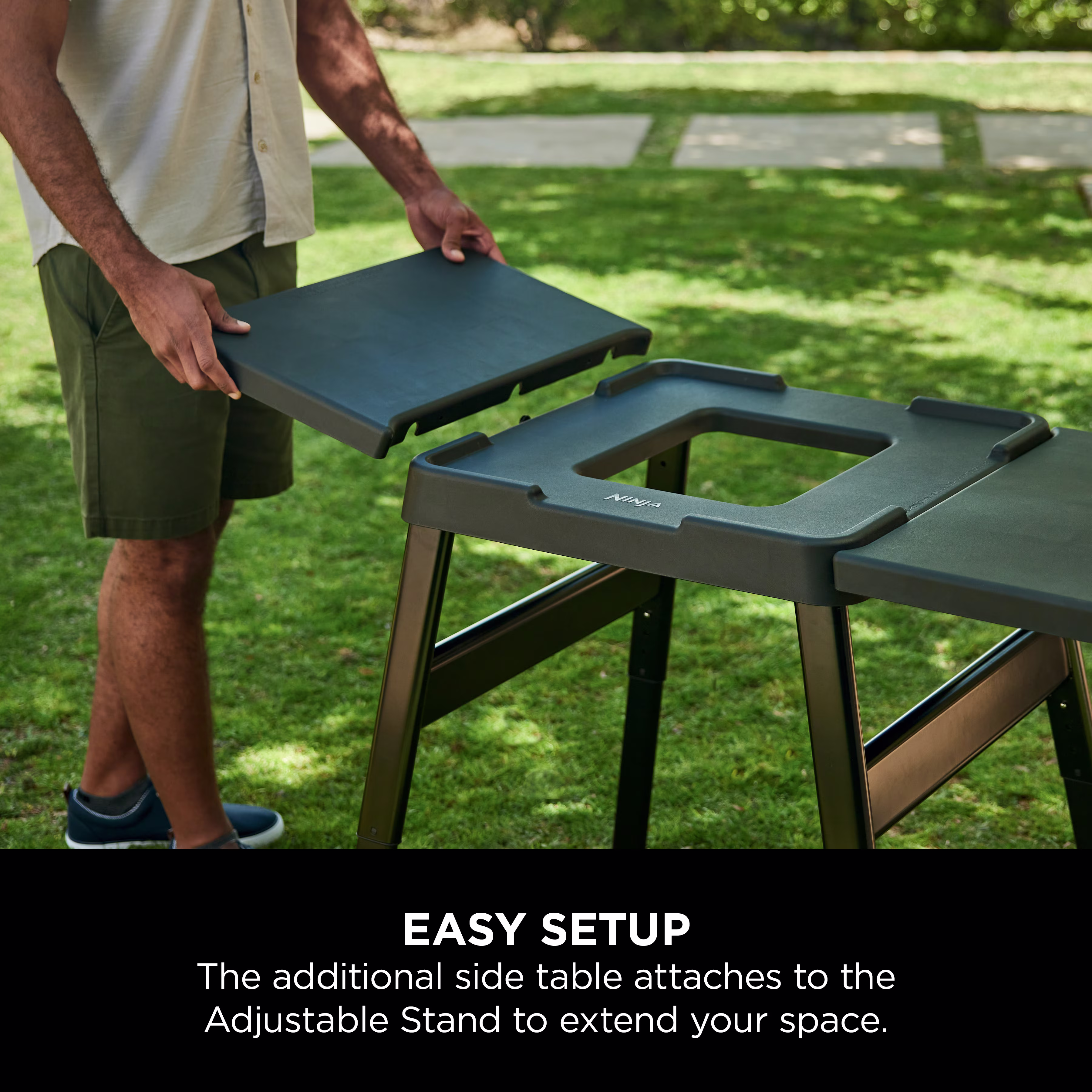 Ninja Woodfire Adjustable Stand with Additional Side Table