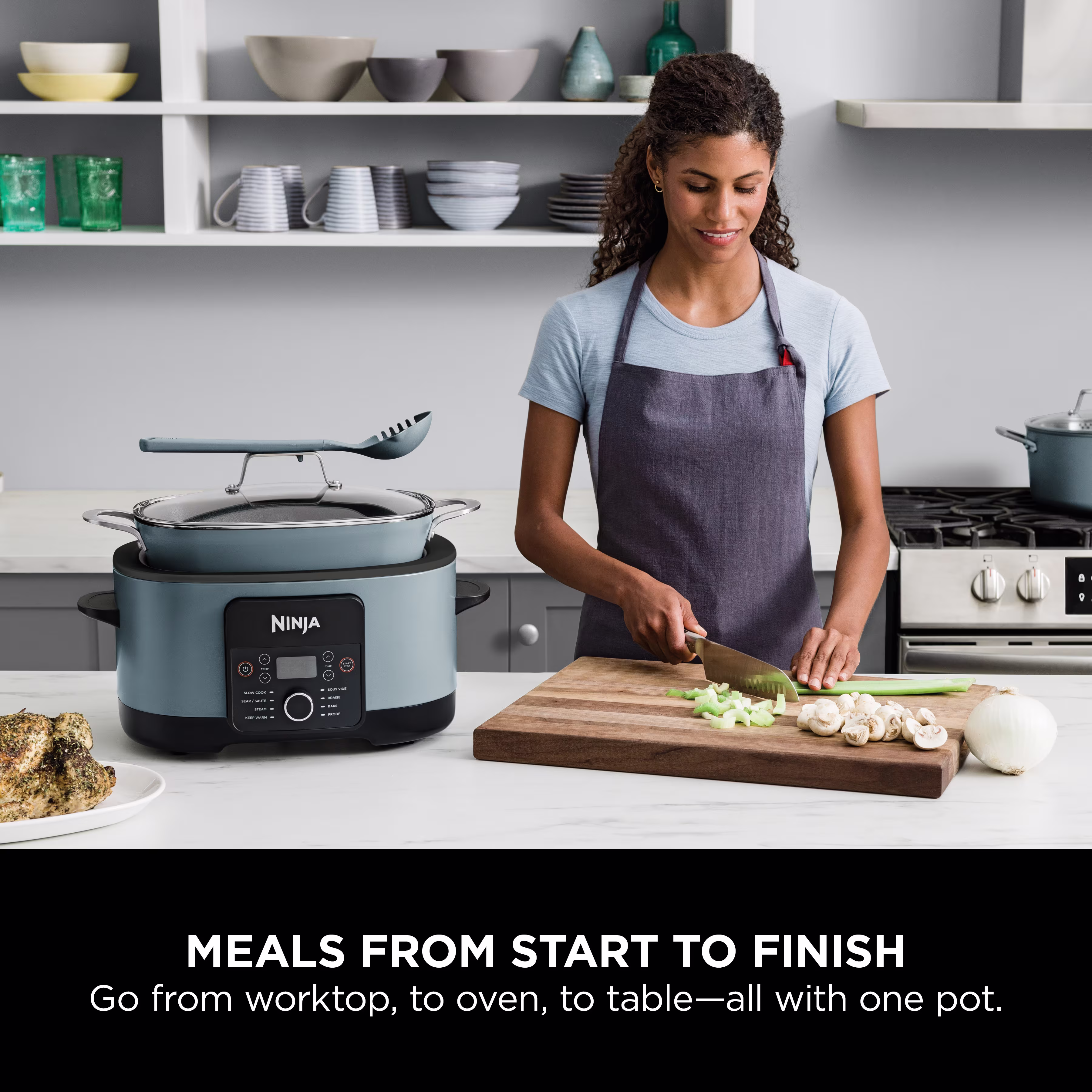 Ninja Foodi 8-in-1 PossibleCooker Slow Cooker & Multi-Cooker Sea Salt Grey [MC1001UK]