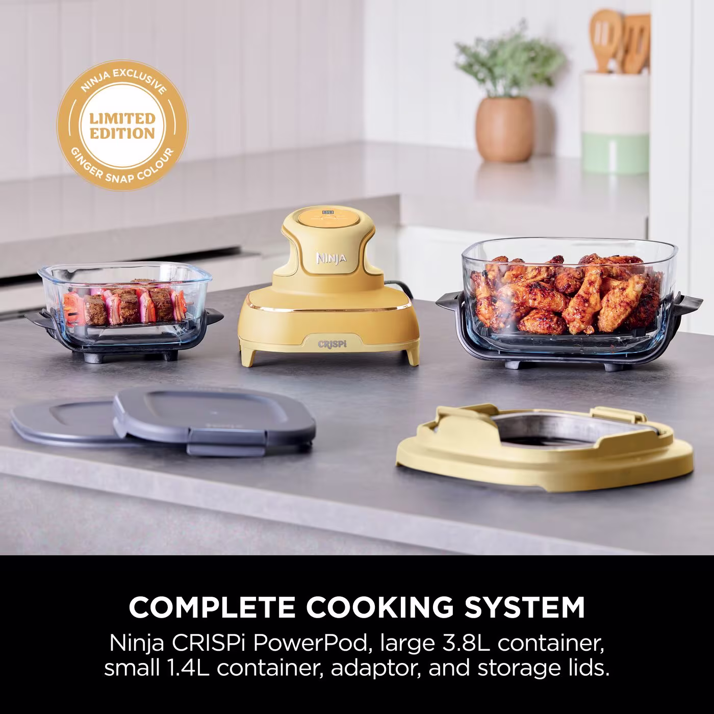 Ninja CRISPi 4-in-1 Portable Glass Air Fryer - Ginger Snap FN101UKGD