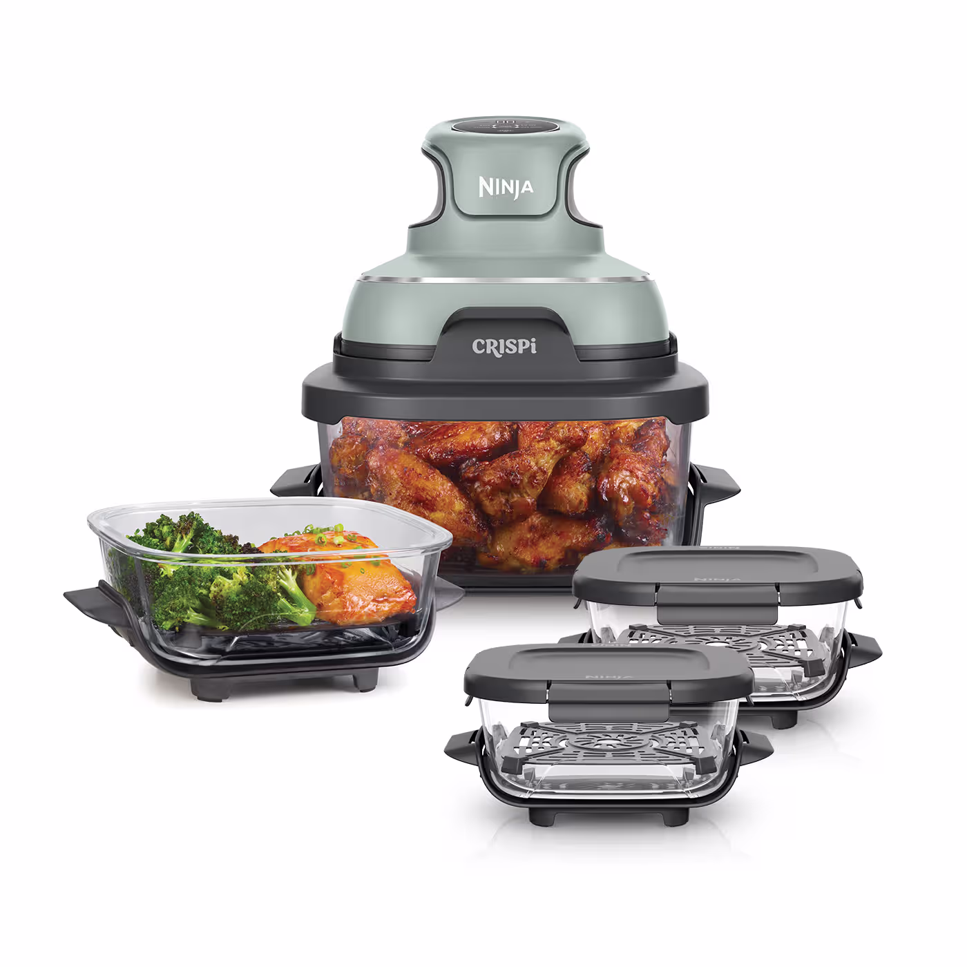 Ninja CRISPi 4-in-1 Portable Glass Air Fryer Meal Prep Set - Sage