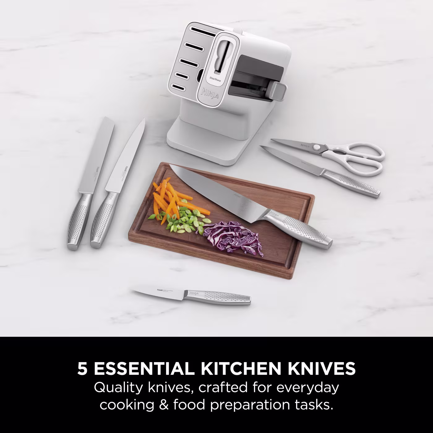 Ninja StaySharp Stainless 6-Piece Knife Set & White Block – K62006EUWH