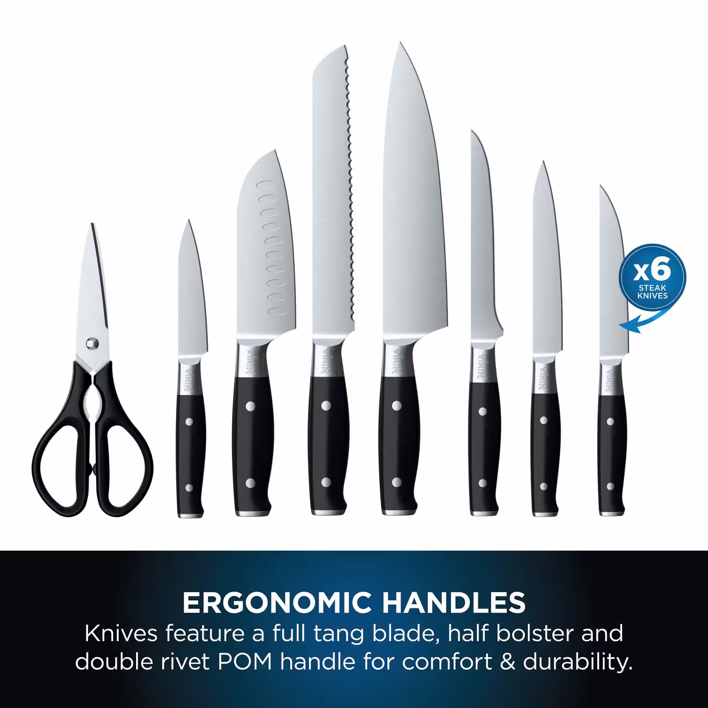 Ninja Foodi StaySharp Knife Block with Integrated Sharpener Deluxe 14-Piece Set - Cyber Space K32014UKCYD