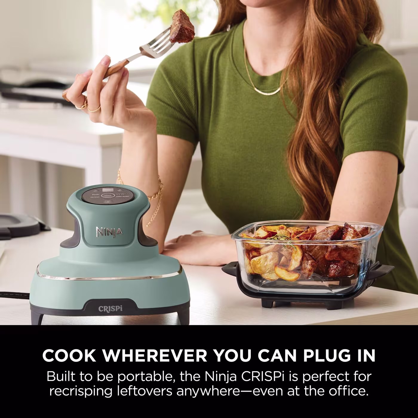 Ninja CRISPi 4-in-1 Portable Glass Air Fryer - Sage Green - Family Set