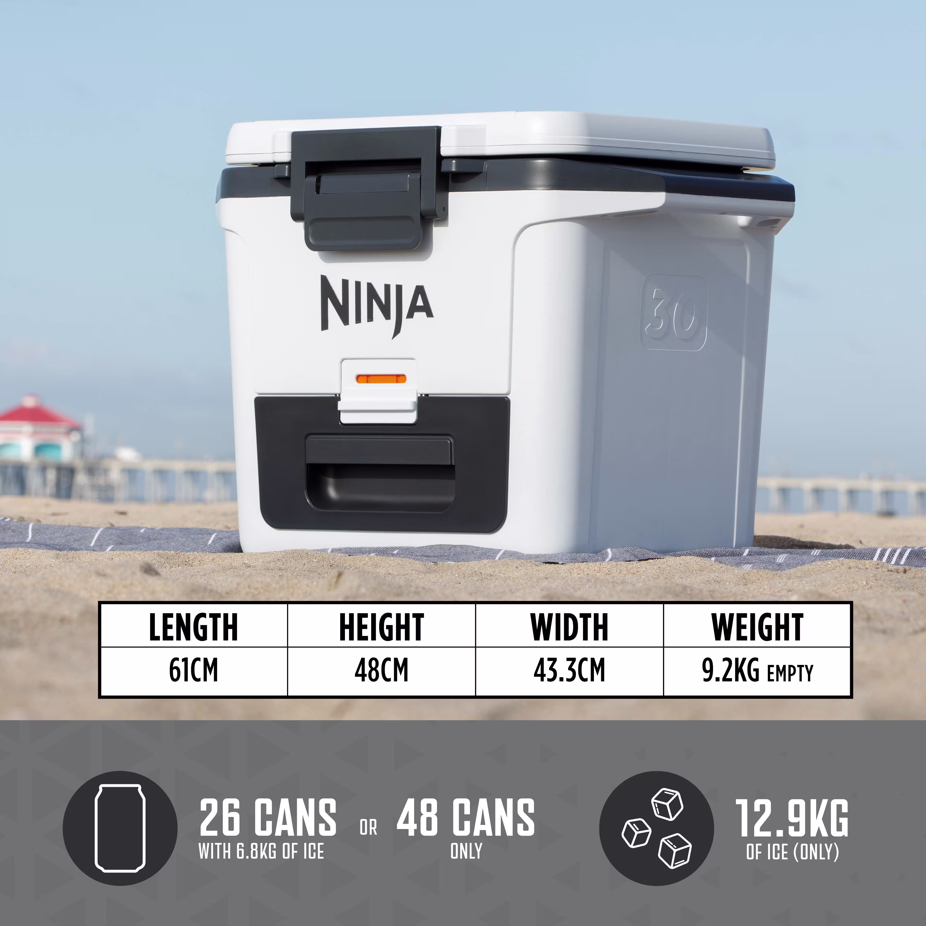 Ninja FrostVault 30QT/28L Cooler, Ice Pack & Thirsti Bottle Bundle