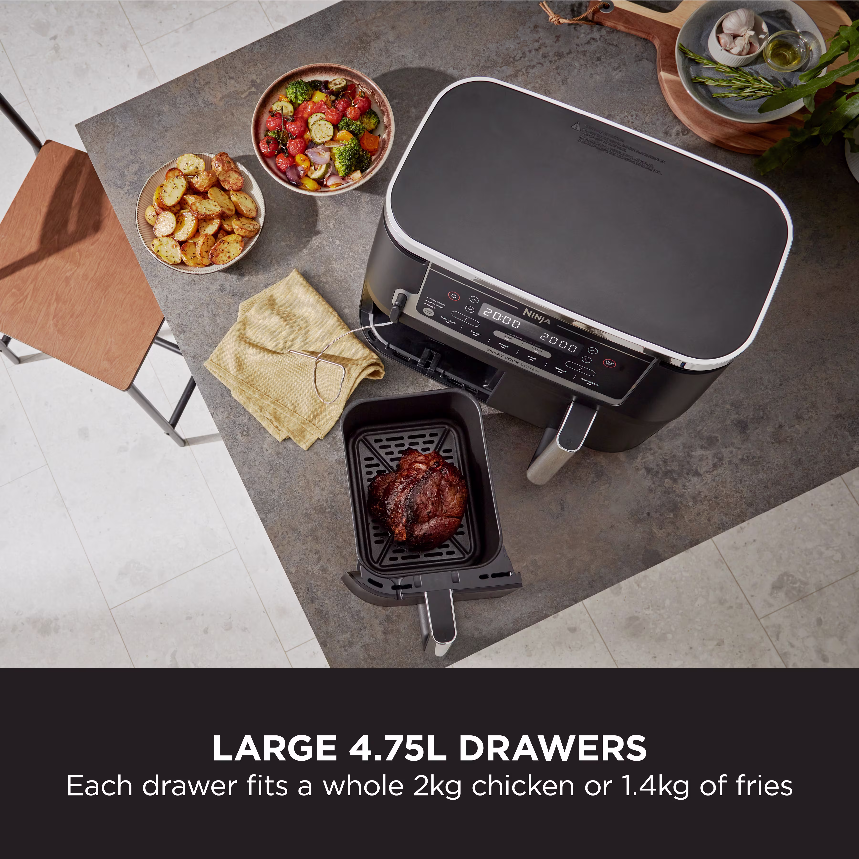 Ninja Foodi MAX Dual Zone Air Fryer with Smart Cook System AF451UK