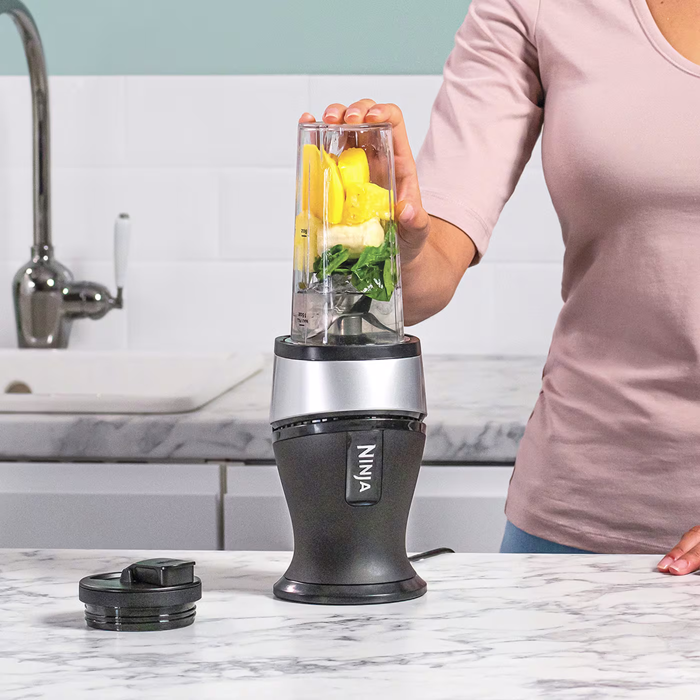 Nutri Ninja 700W Slim Blender & Smoothie Maker - QB3001UKS - Silver