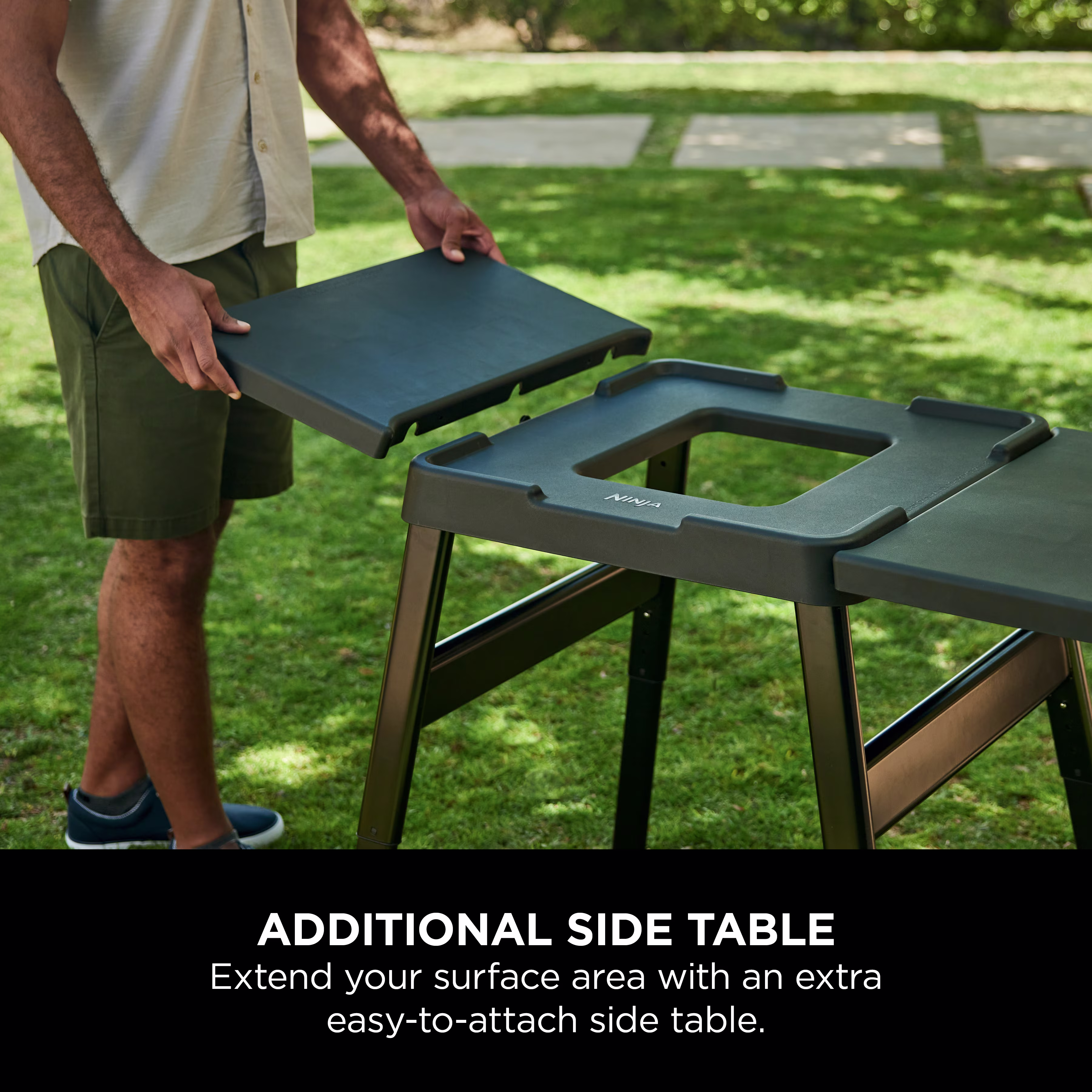 Ninja Woodfire Adjustable Stand with Additional Side Table