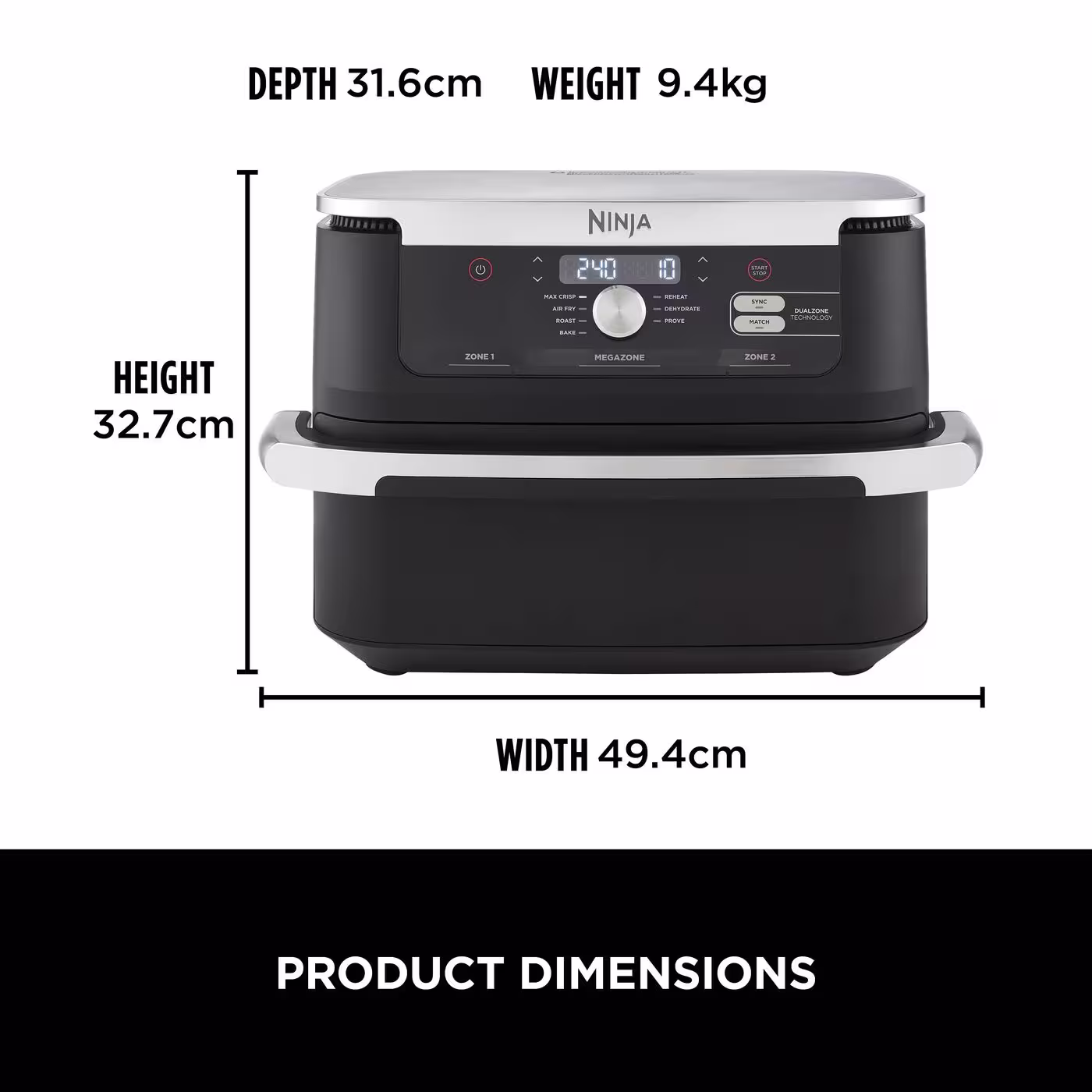 Ninja Foodi FlexDrawer Dual Air Fryer 10.4L AF500UK