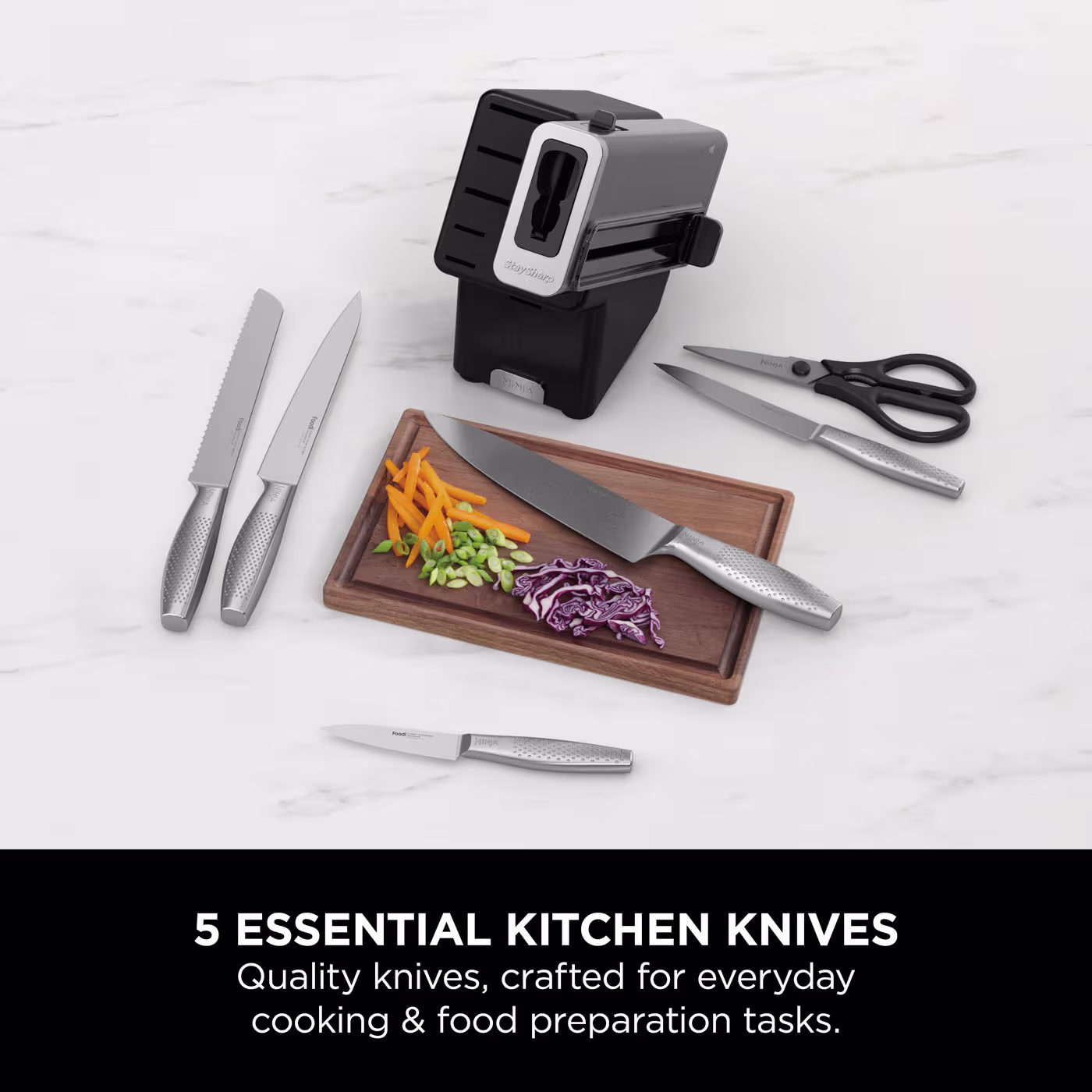 Ninja StaySharp Stainless 6-Piece Knife Set & Wood Block – K62006EUUK