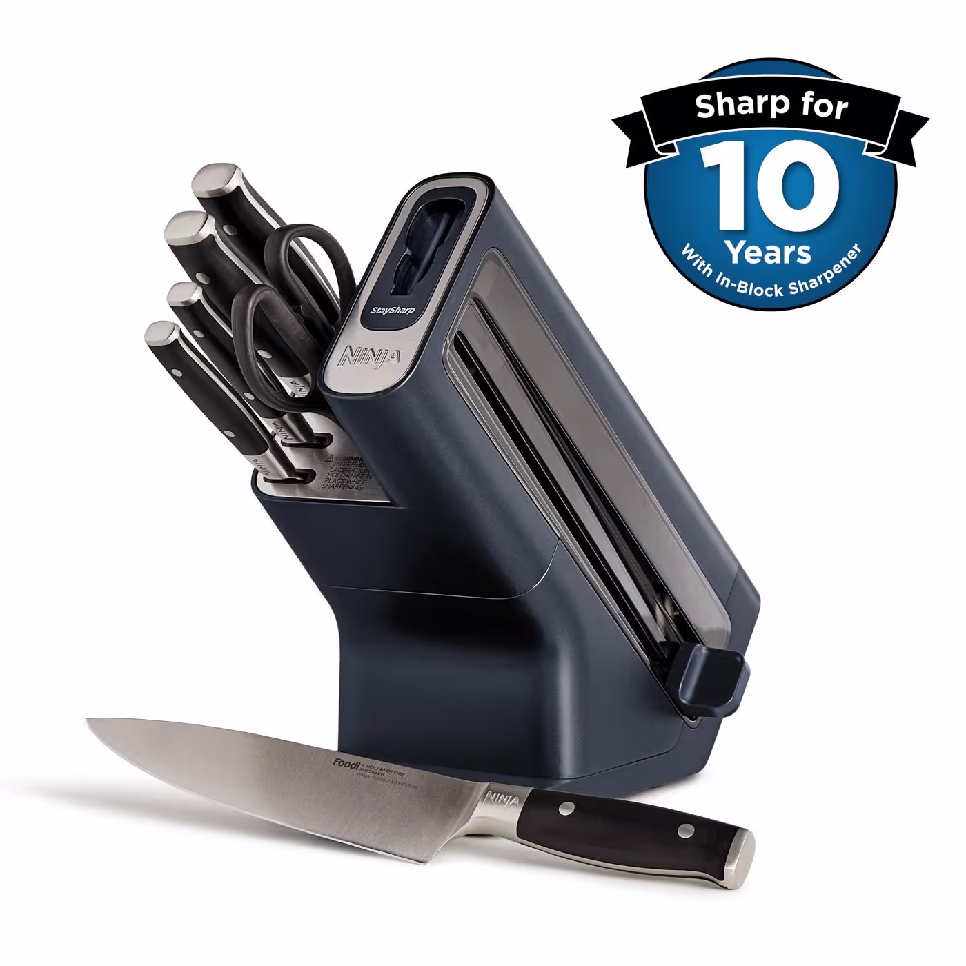 Ninja Foodi StaySharp Knife Block with Integrated Sharpener – 6-Piece Set Cyber Space K32006UKCYD