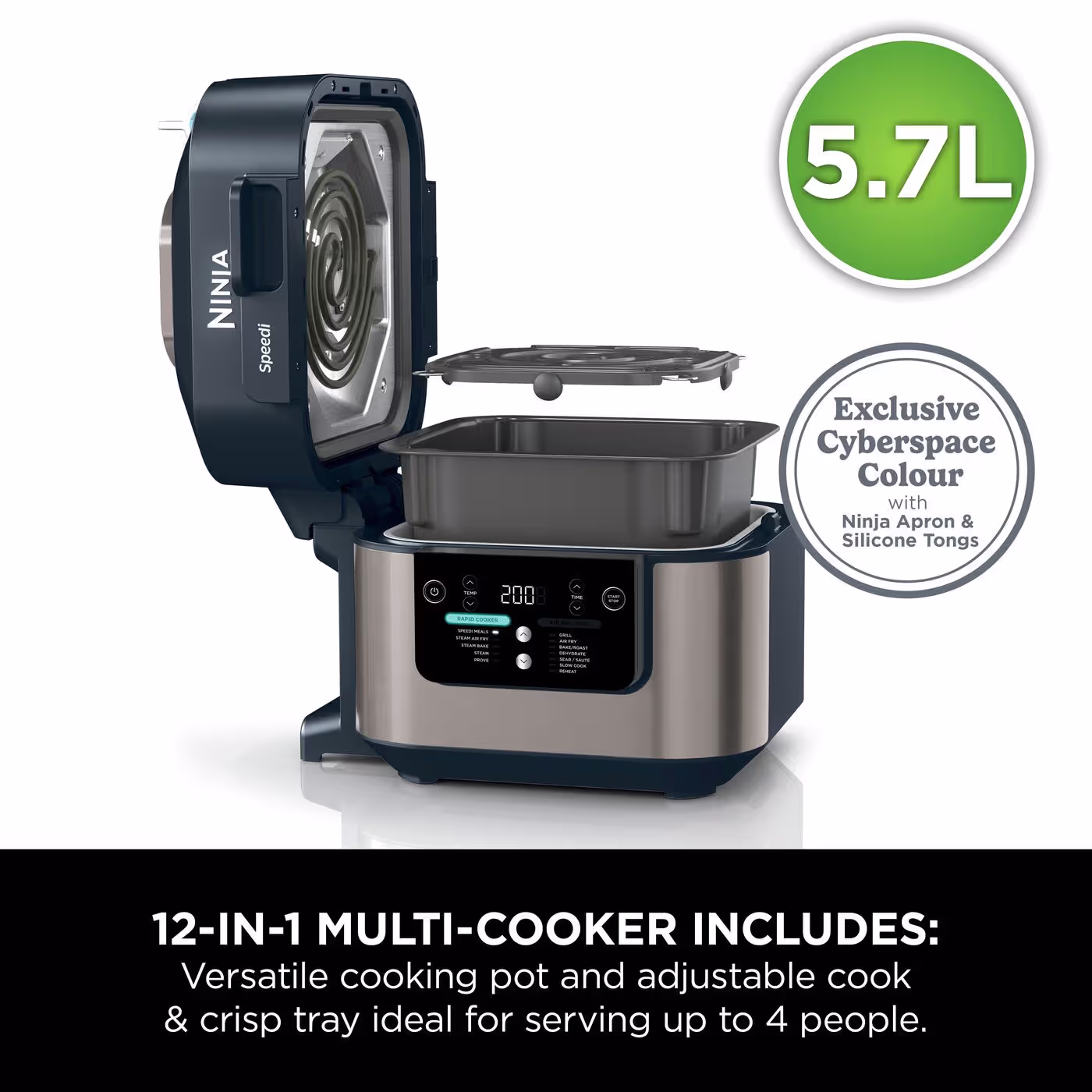 Ninja Speedi 12-in-1 Multi-Cooker, Air Fryer & Slow Cooker - Cyber Space ON500UKCYD