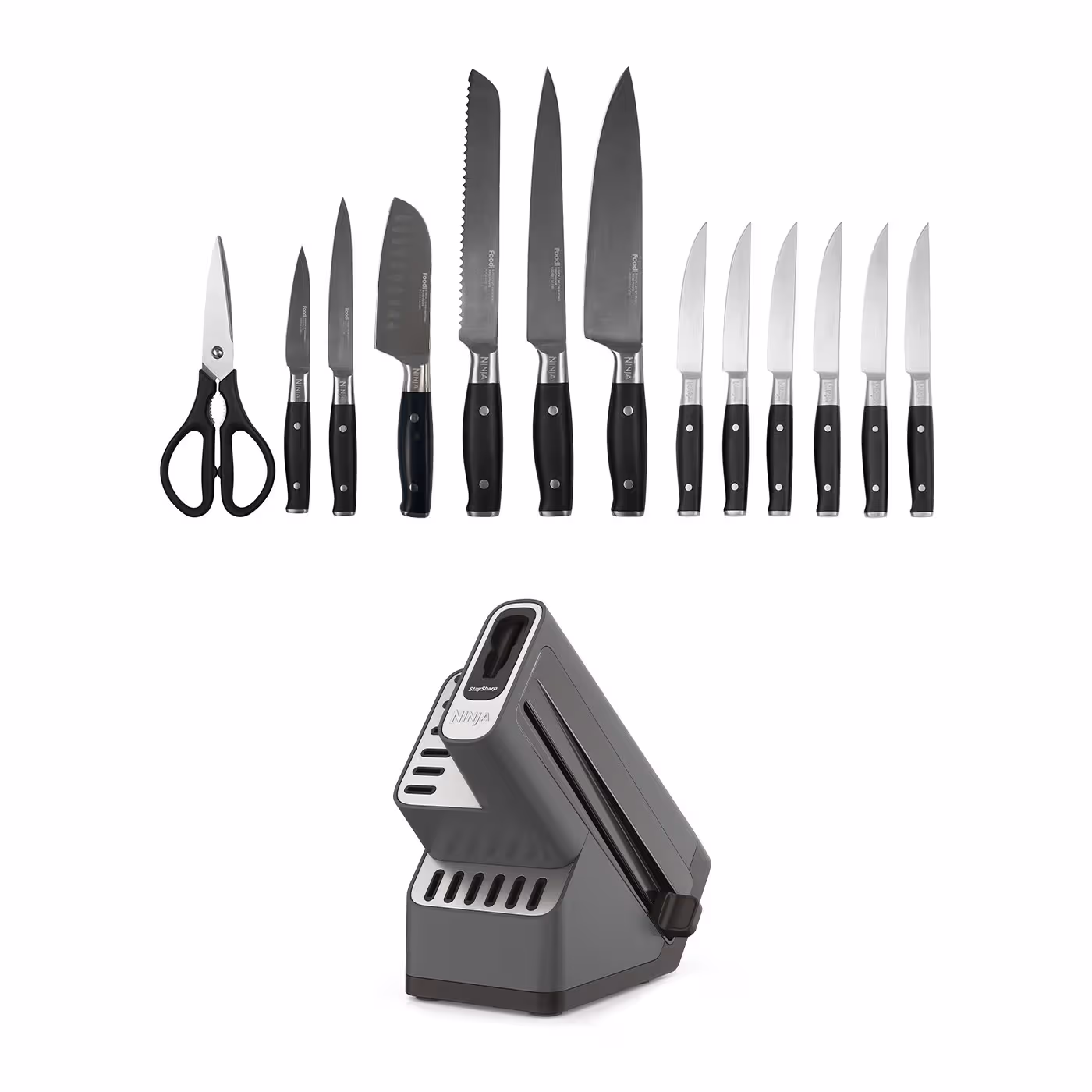 Ninja Foodi StaySharp Knife Block with Integrated Sharpener – Deluxe 14-Piece Set K32014EUUK