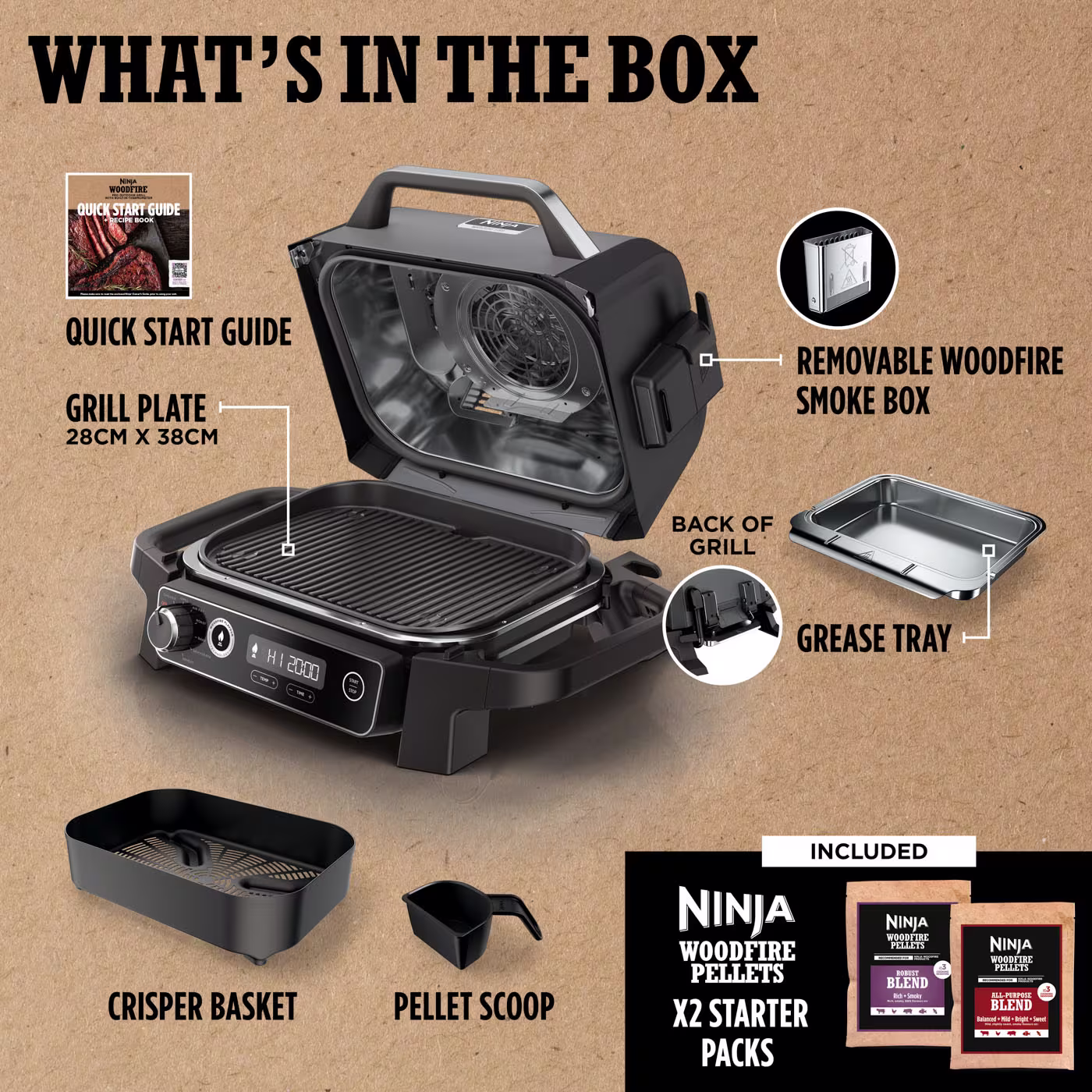 Ninja Woodfire Electric BBQ Grill & Smoker OG701UK