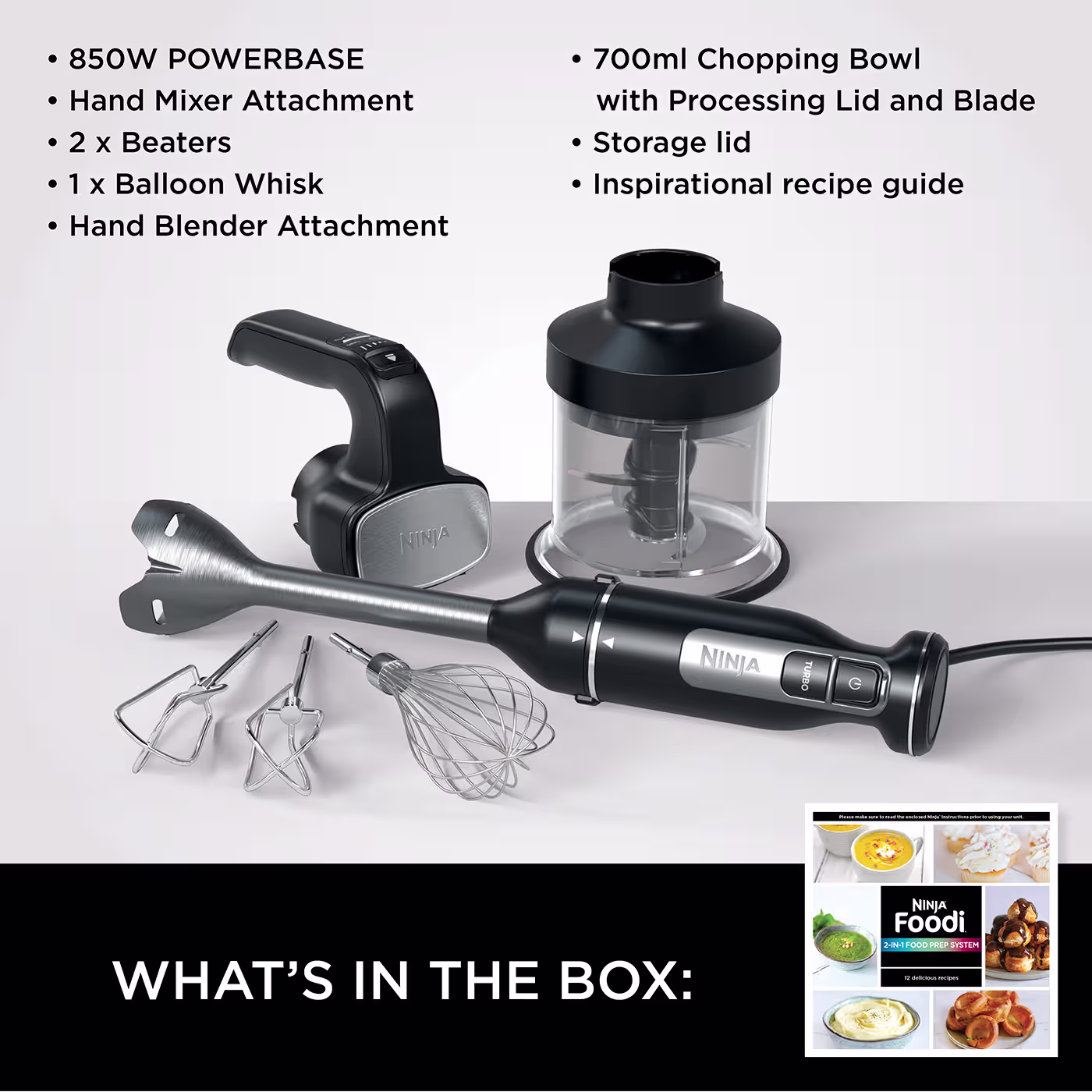 Ninja Foodi 3-in-1 Hand Blender, Mixer & Chopper CI100UK