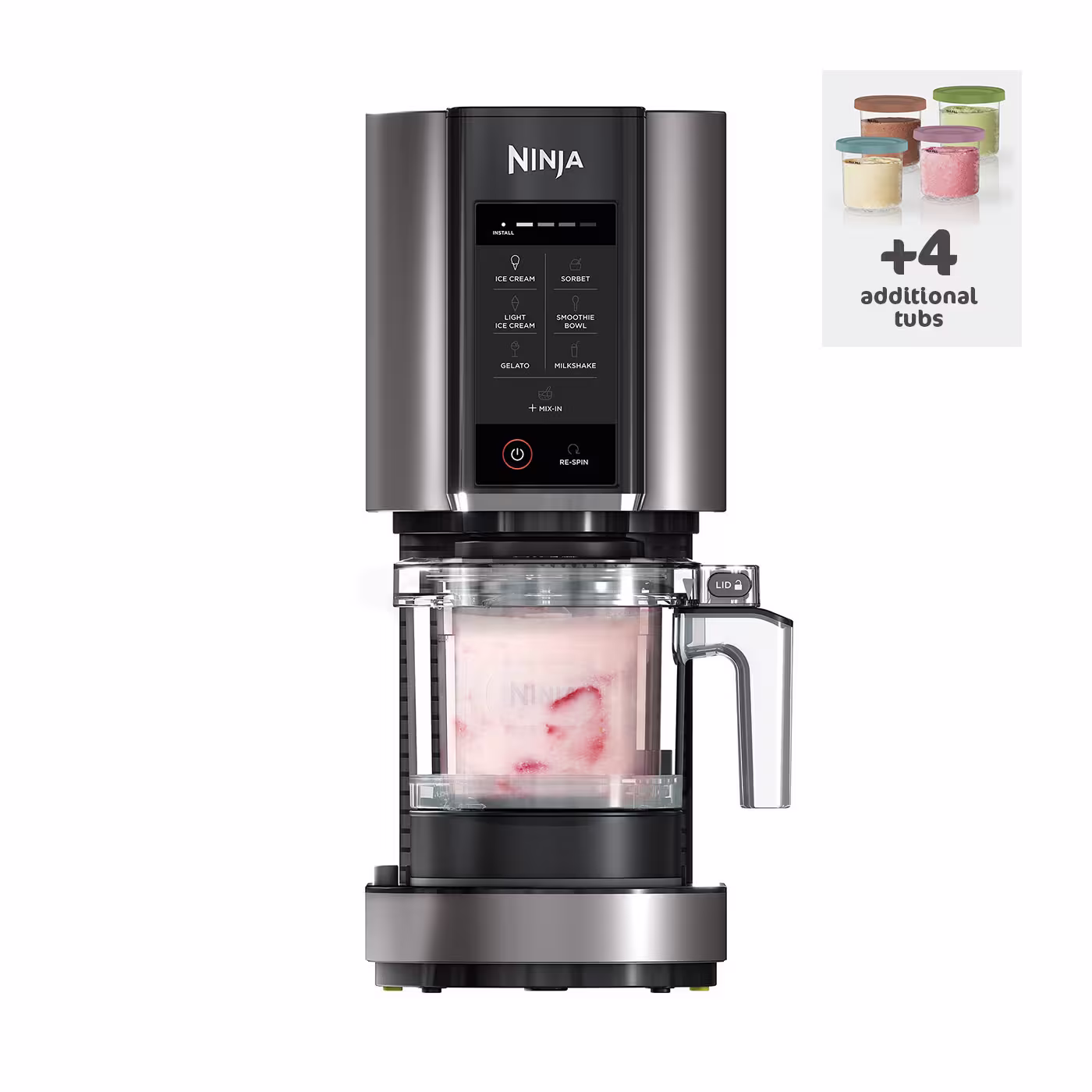 Ninja CREAMi Ice Cream & Frozen Dessert Maker (6 Tub Multi-Coloured Lid Bundle)