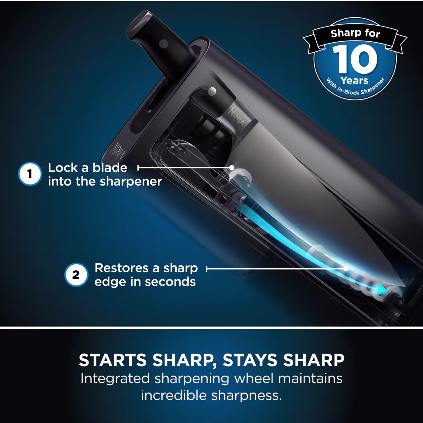 Ninja Foodi StaySharp Knife Block with Integrated Sharpener – 6-Piece Set Cyber Space K32006UKCYD