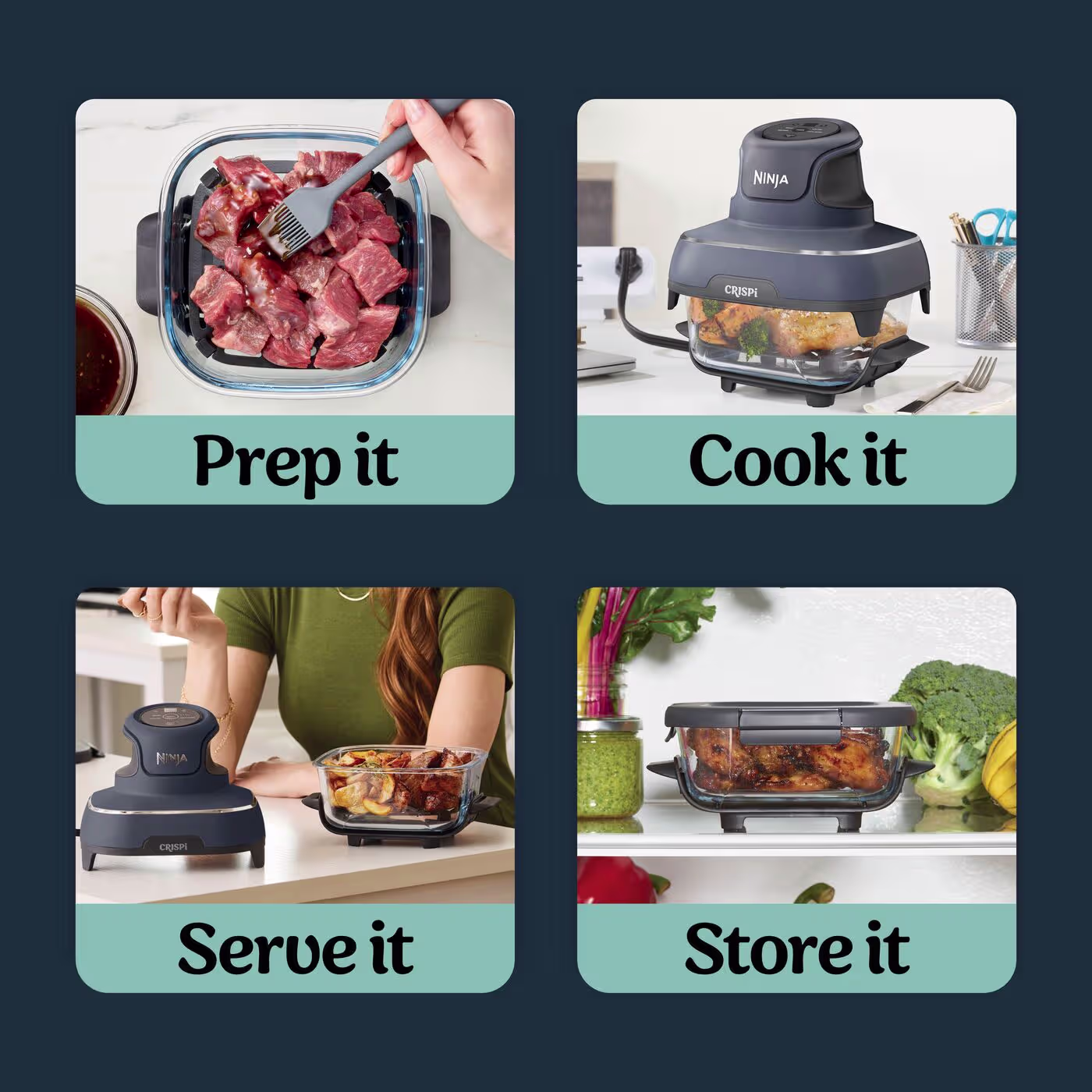 Ninja CRISPi 4-in-1 Portable Glass Air Fryer - Cyber Space FN101UKGY