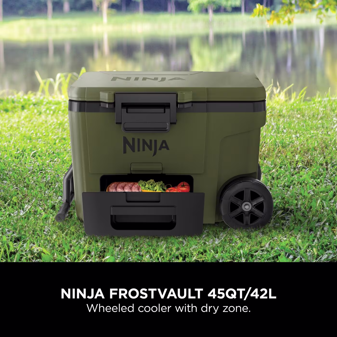 Ninja FrostVault 45QT/42L Wheeled Cooler with Dry Zone – Olive FB245EUUKDBGN