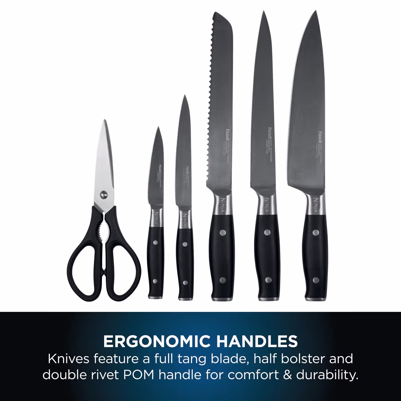 Ninja Foodi StaySharp Knife Block with Integrated Sharpener – 6-Piece Set Cyber Space K32006UKCYD