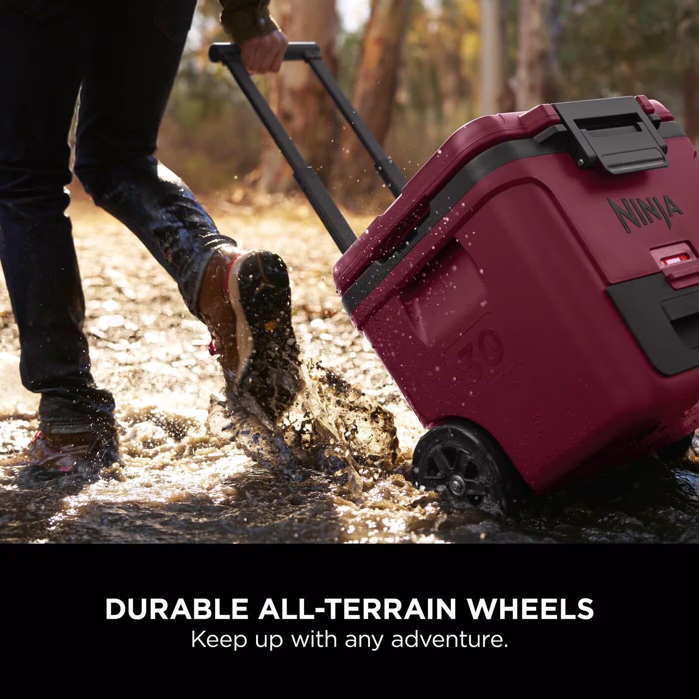 Ninja FrostVault 30QT/28L Wheeled Cooler with Dry Zone, Canyon Red FB230UKMR