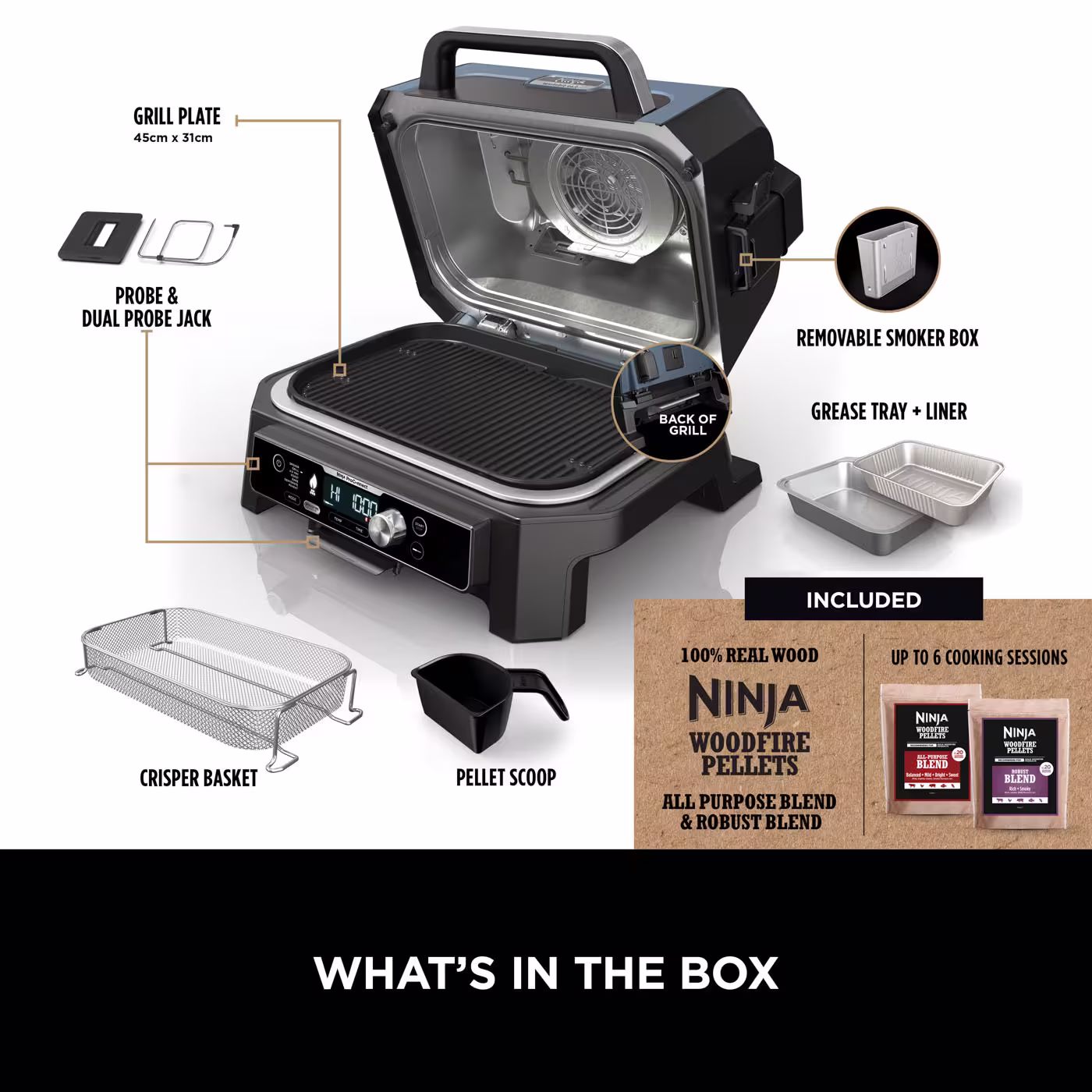 Ninja Woodfire Pro Connect XL Electric BBQ Grill & Smoker