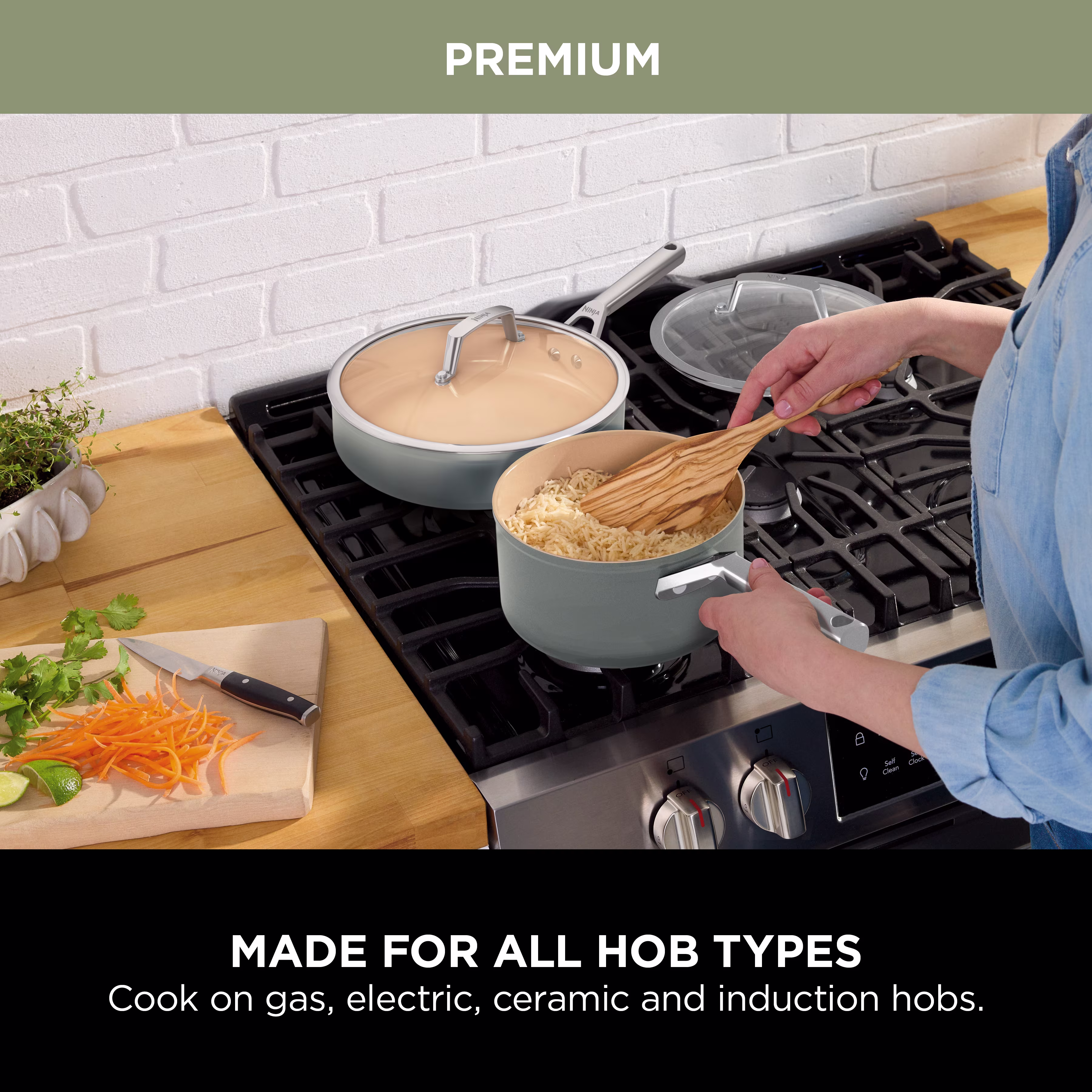 Ninja Extended Life Ceramic 5-Piece Frying Pan & Saucepan Set - CW95000EUUKDB