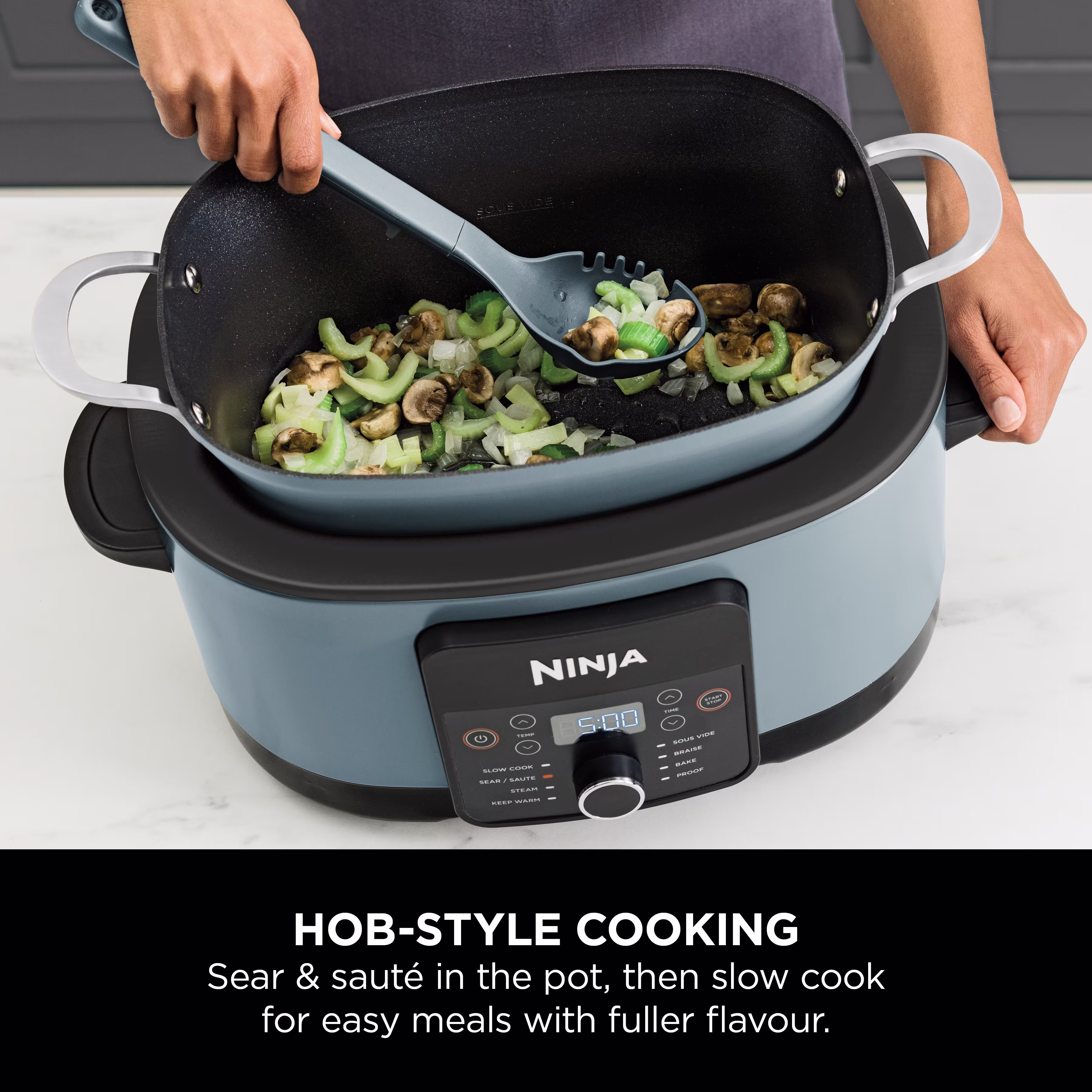 Ninja Foodi 8-in-1 PossibleCooker Slow Cooker & Multi-Cooker Sea Salt Grey [MC1001UK]