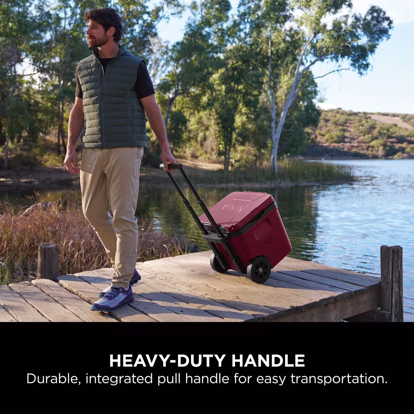 Ninja FrostVault 30QT/28L Wheeled Cooler with Dry Zone, Canyon Red FB230UKMR