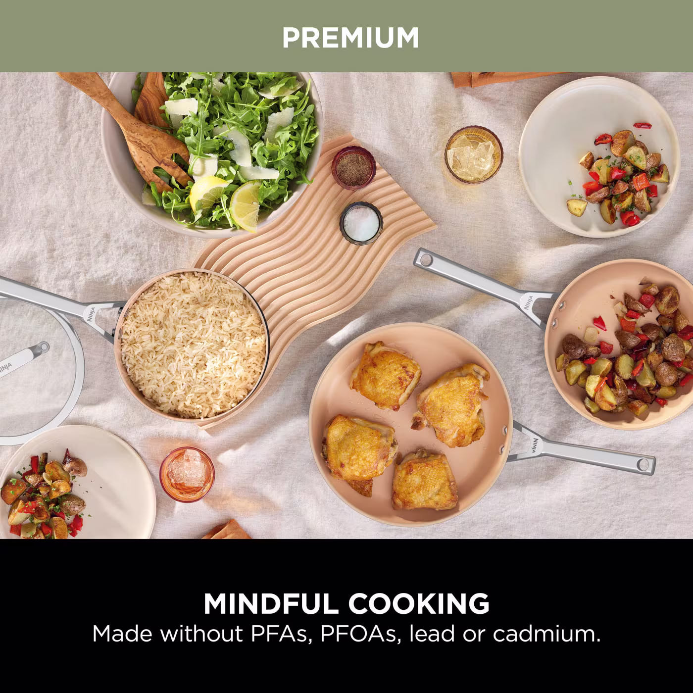 Ninja Extended Life Ceramic 5-Piece Frying Pan & Saucepan Set CW95000UK