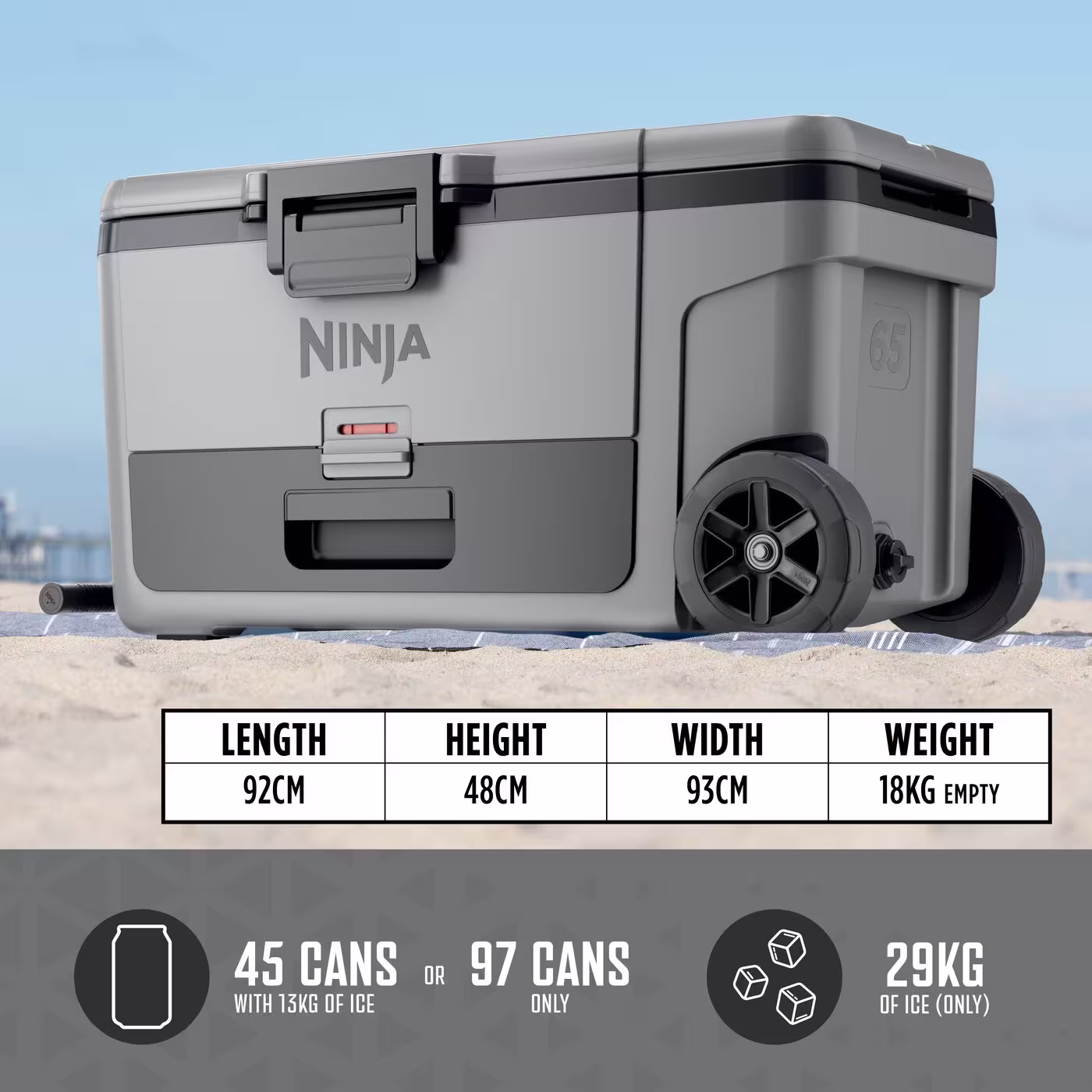 Ninja FrostVault 65QT/61L Wheeled Cooler with Dry Zone, Slate Grey FB265EUUKGY