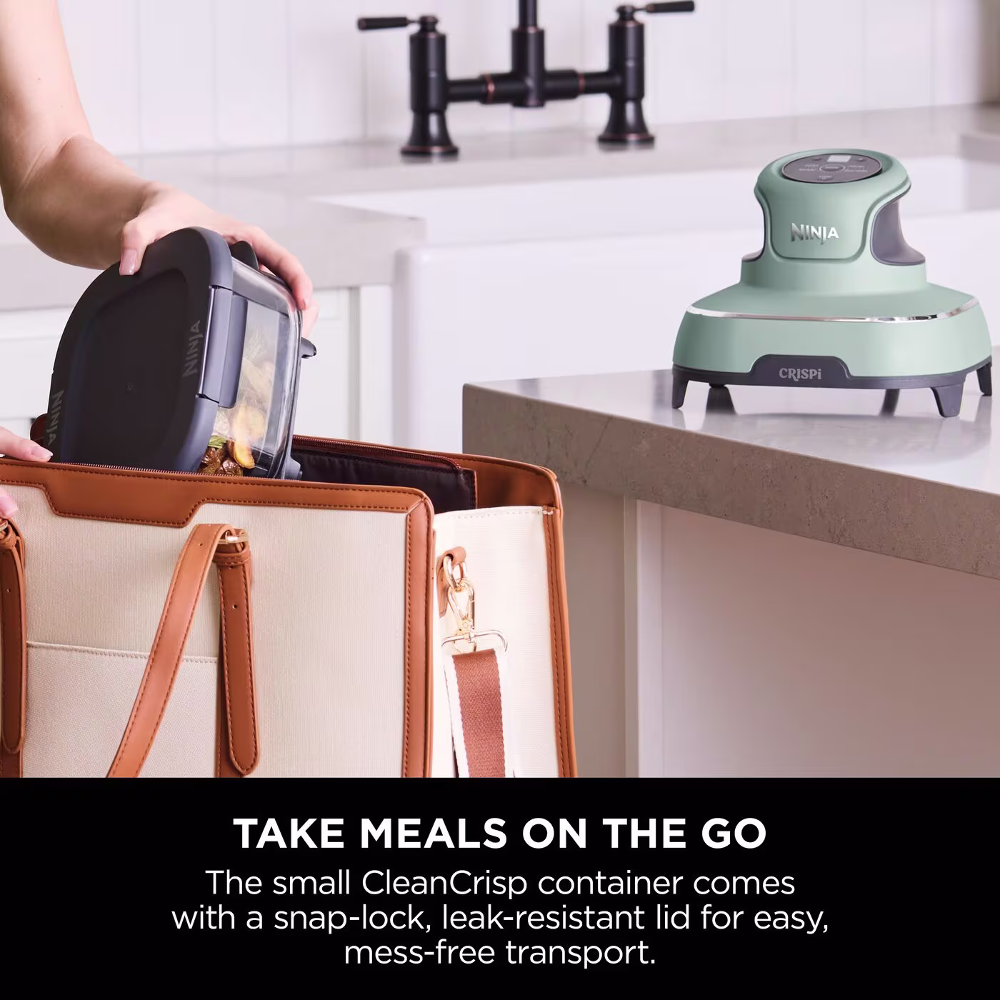 Ninja CRISPi 4-in-1 Portable Glass Air Fryer - Sage Green - Family Set