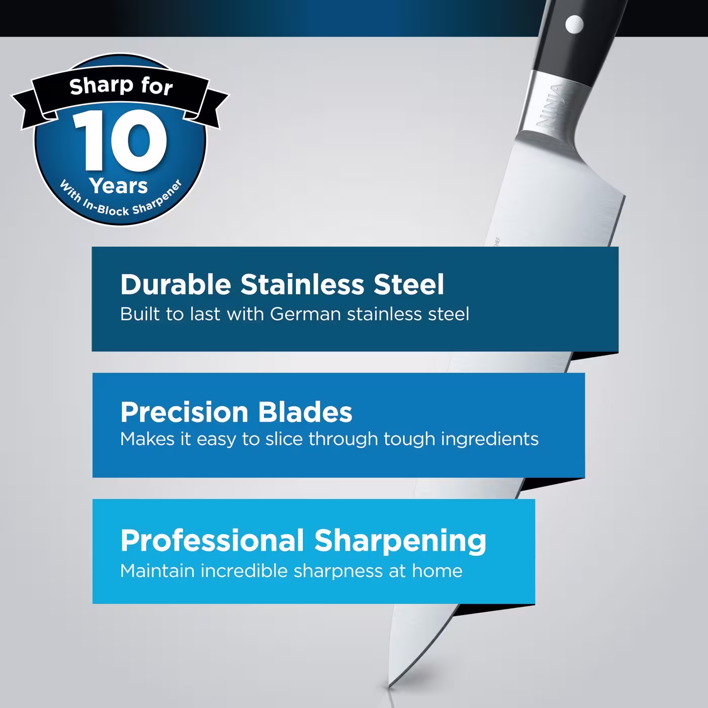 Ninja Foodi StaySharp Knife Block with Integrated Sharpener – 6-Piece Set Cyber Space K32006UKCYD