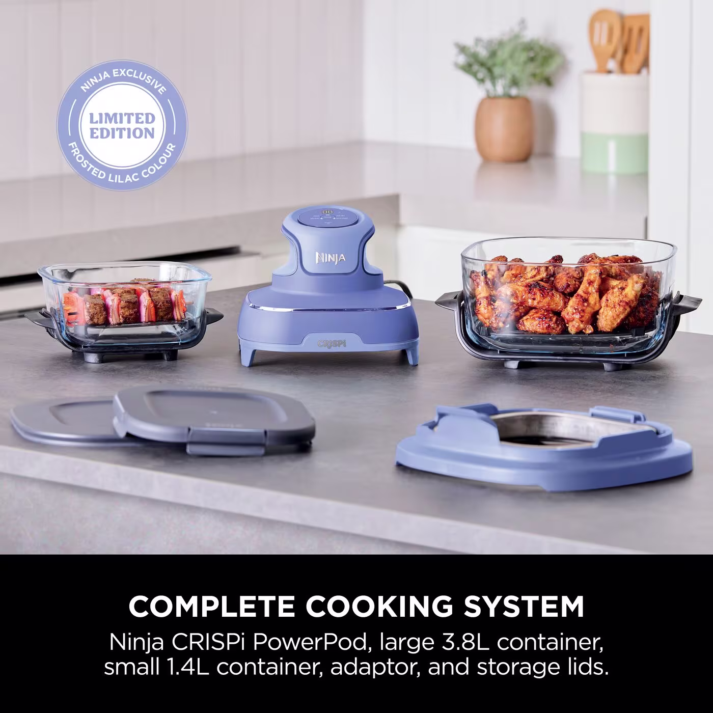 Ninja CRISPi 4-in-1 Portable Glass Air Fryer - Frosted Lilac FN101UKPR