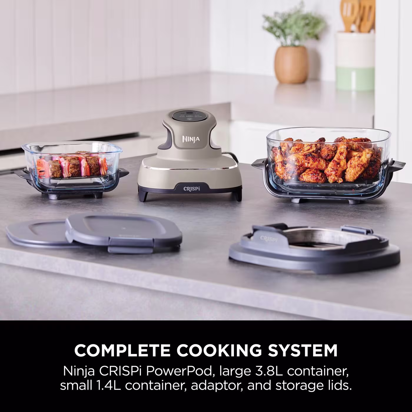 Ninja CRISPi 4-in-1 Portable Glass Air Fryer Meal Prep Set - Stone
