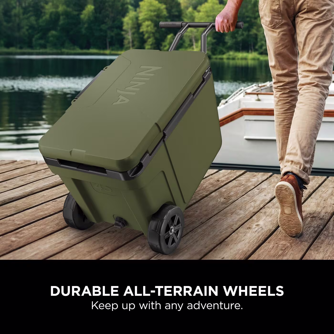 Ninja FrostVault 45QT/42L Wheeled Cooler with Dry Zone – Olive FB245EUUKDBGN