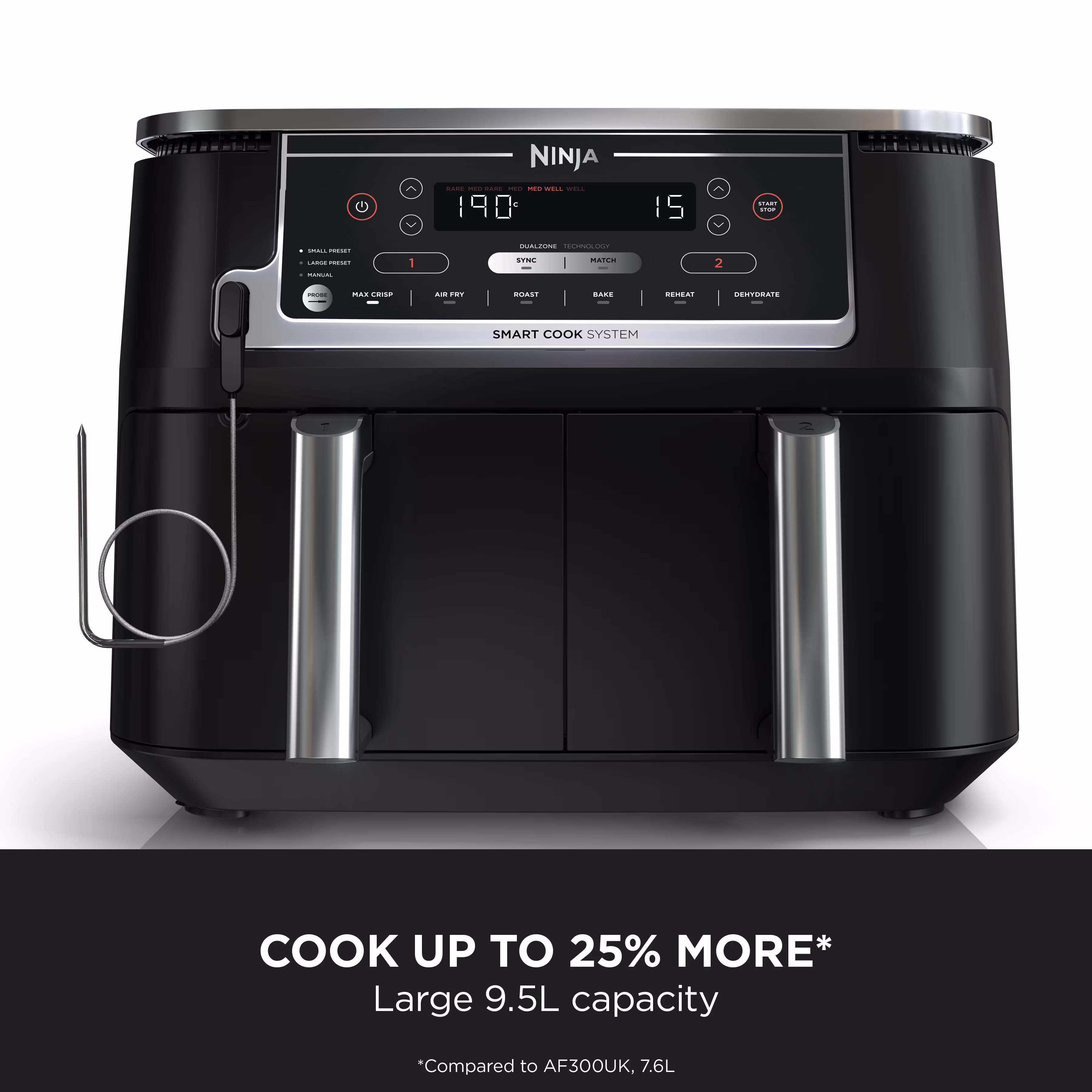 Ninja Foodi MAX Dual Zone Air Fryer with Smart Cook System AF451UK