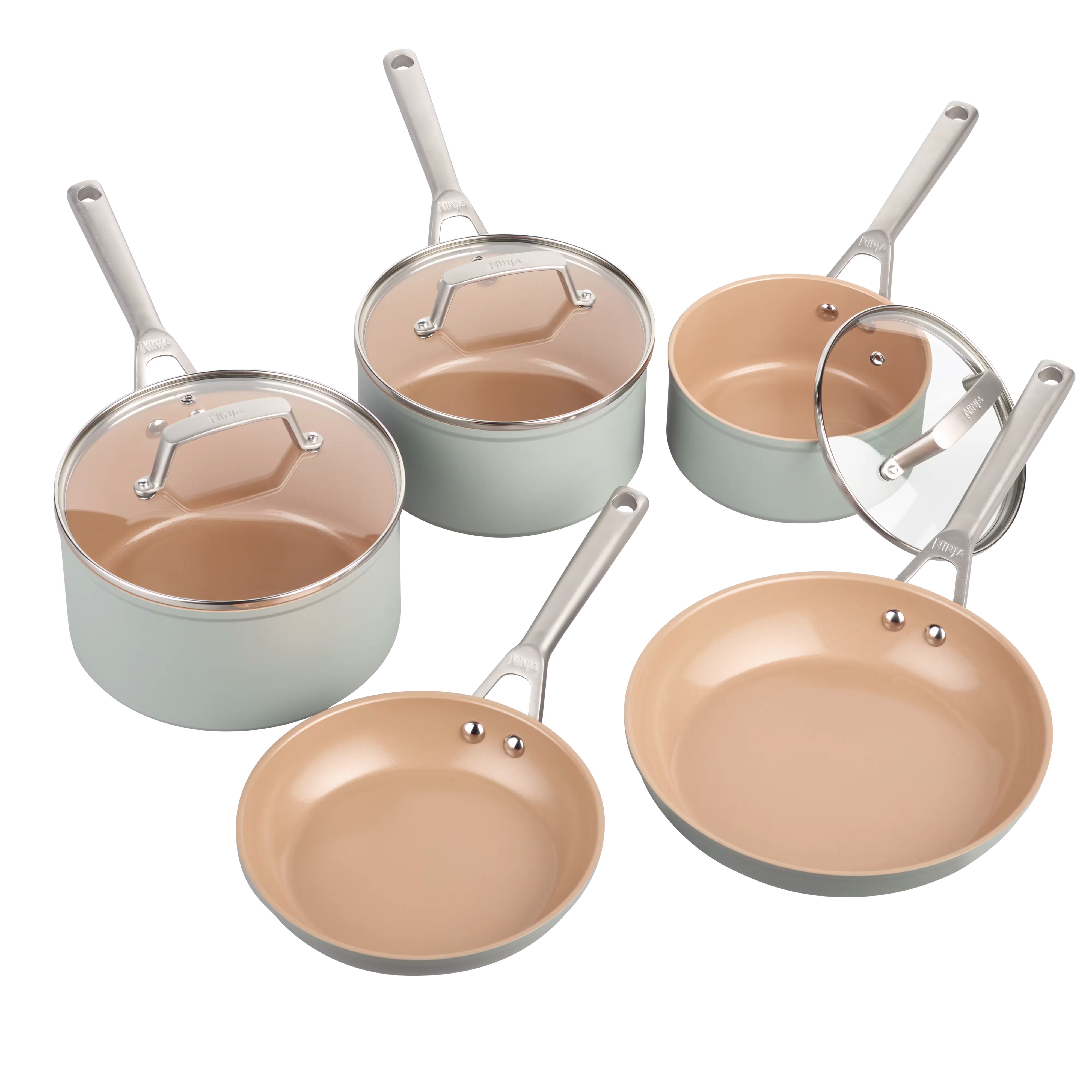 Ninja Extended Life Ceramic 5-Piece Frying Pan & Saucepan Set - CW95000EUUKDB